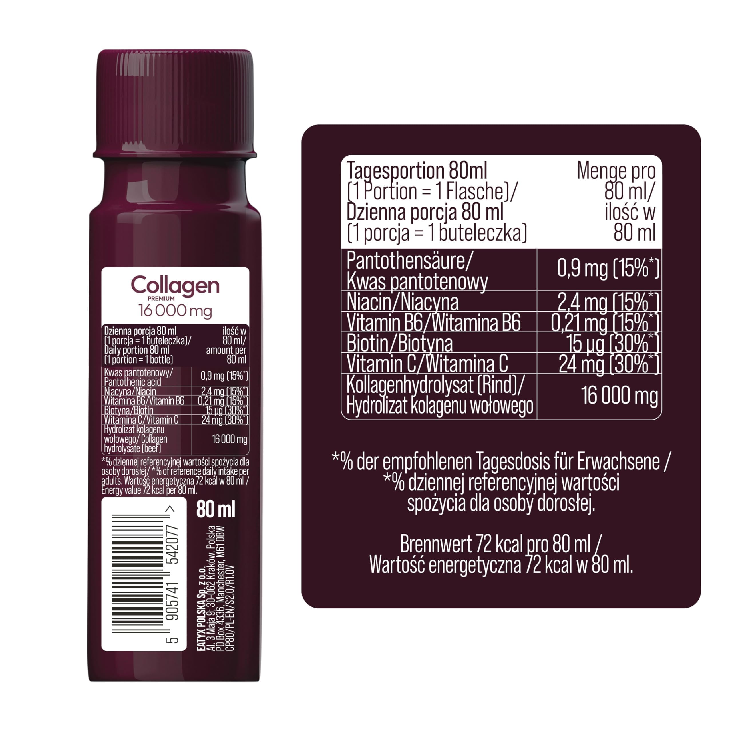eatyx LABS Collagen Premium 30 Shots - Monatskur mit 16.000 mg Kollagen pro Portion - Flüssiges Trinkkollagen - Mango Maracuja - Glutenfrei, ohne Zuckerzusatz