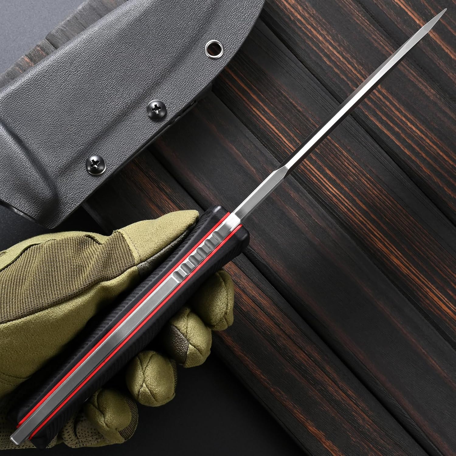 Sitivien ST37 Fixed Blade Knife DC53 Steel Blade Two Tone G10 Handle Full Tang Knife with Sheath for Outdoor Camping Hiking Working Survival (Silver)