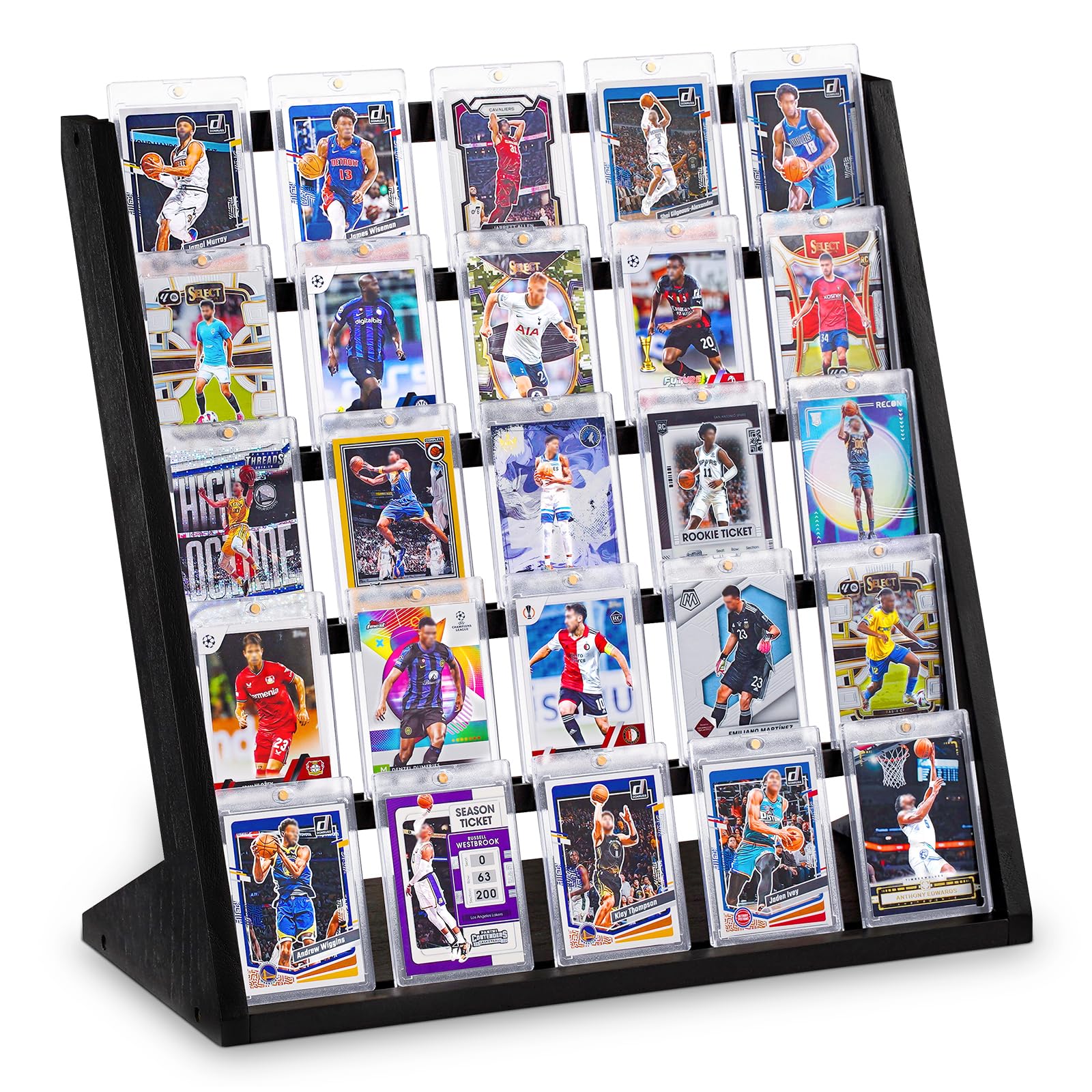 Emfogo Trading Card Display Stand, 5 Tier Graded Sports Card Display, Black