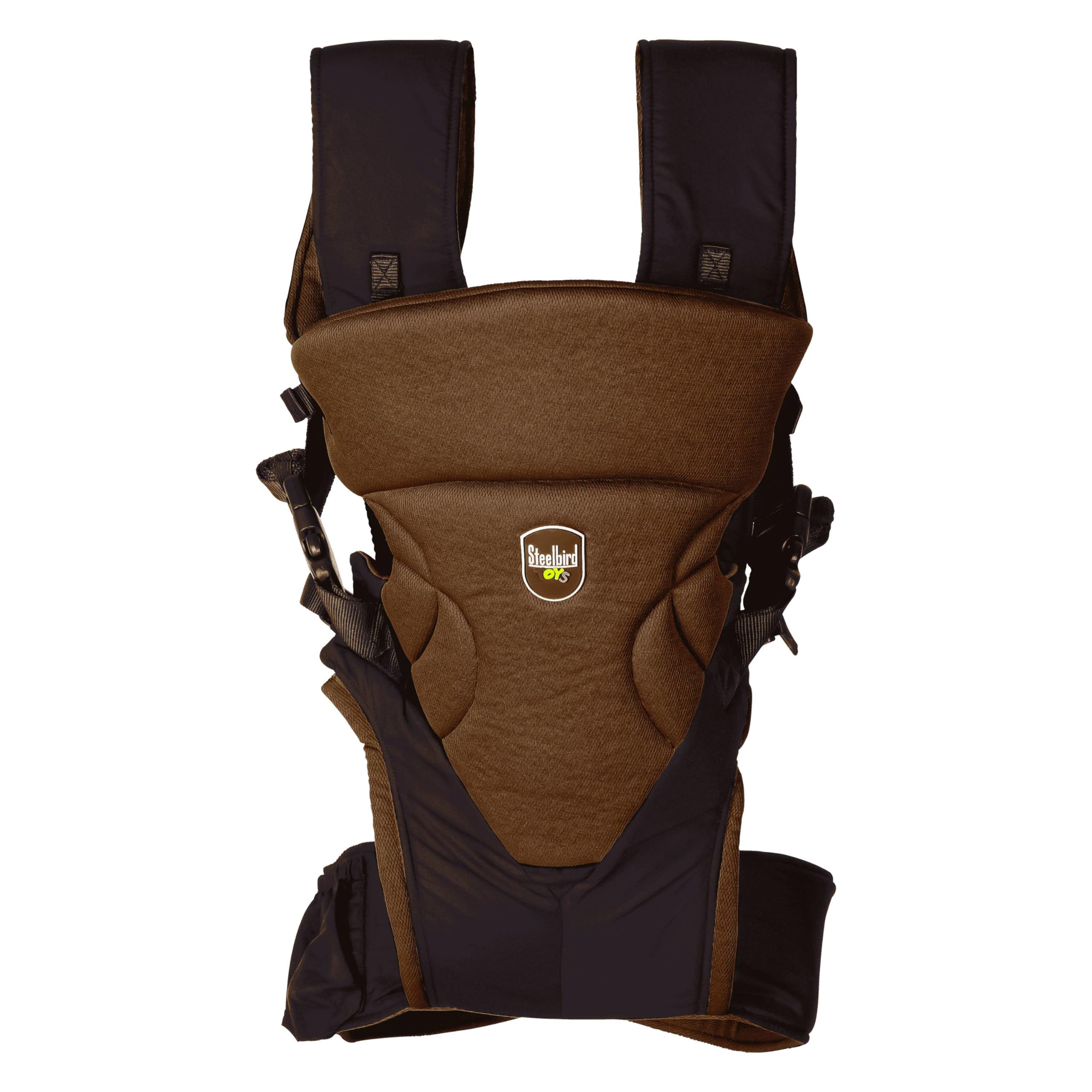 Steelbird Tiny Traveller Baby Carrier – 4-in-1 Ergonomic Comfort, Breathable & Travel-Friendly Design with Padded Support for Growing Babies (4+ Months) (Golden Brown)-image-15