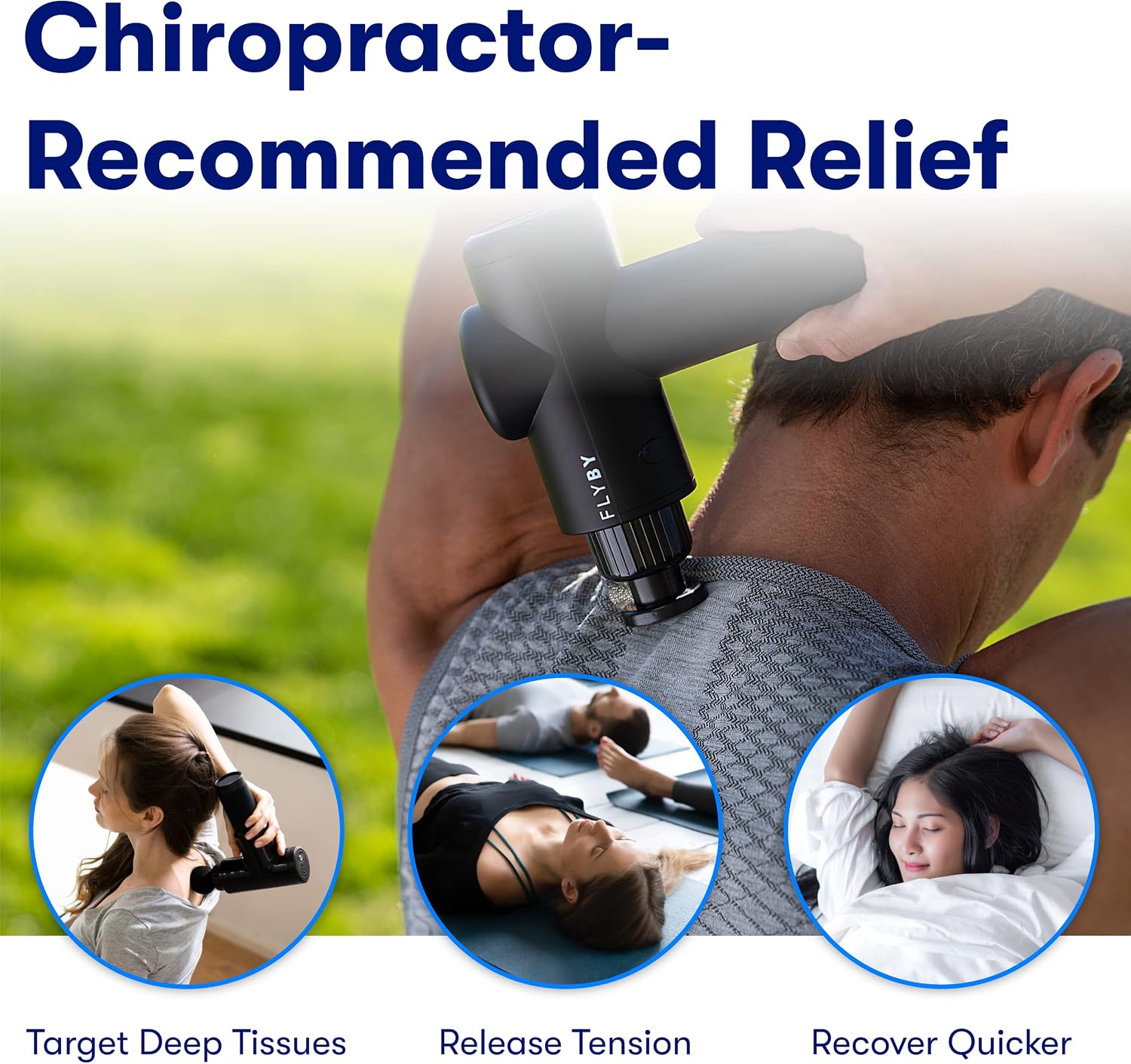 Flyby Massage Gun Deep Tissue - Percussion Muscle Massager Gun for Athletes F1Pro - Handheld Electric Neck & Back Massager for Pain Relief - Lightweight Percussive Body Massager for Women and Men