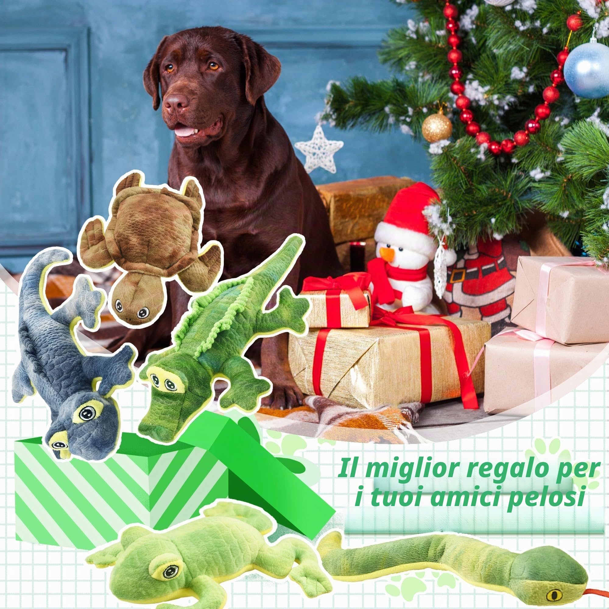 LECHONG Confezione da 5 giocattoli cigolanti per cani, Giocattoli per cani di peluche durevoli Serie Animali del Bosco, Pacchetto Giocattoli morbidi da masticare per cani di tutte le razze