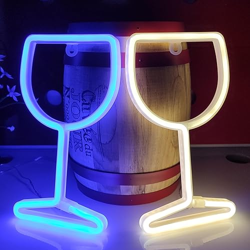 Miniatura 1 de JYWJ 2 letreros de neón de copa de vino, USB o 3 pilas AA, decoración de mesa LED, decoración de pared de dormitorio, regalo de cumpleaños,