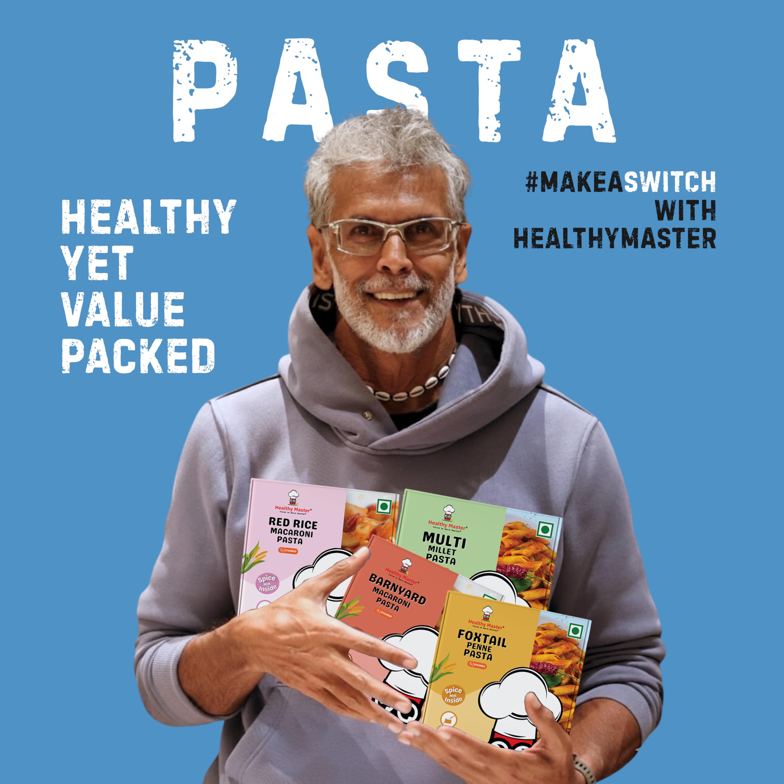 Healthy Master Multi Millet Pasta Combo - Pack of 6 (400g each) - Vegan protein with Mulitgrain, high fibre & No Maida Pasta | Made of Healthy Sorghum, Little Millet, Barnyard, Foxtail & Red Rice 1