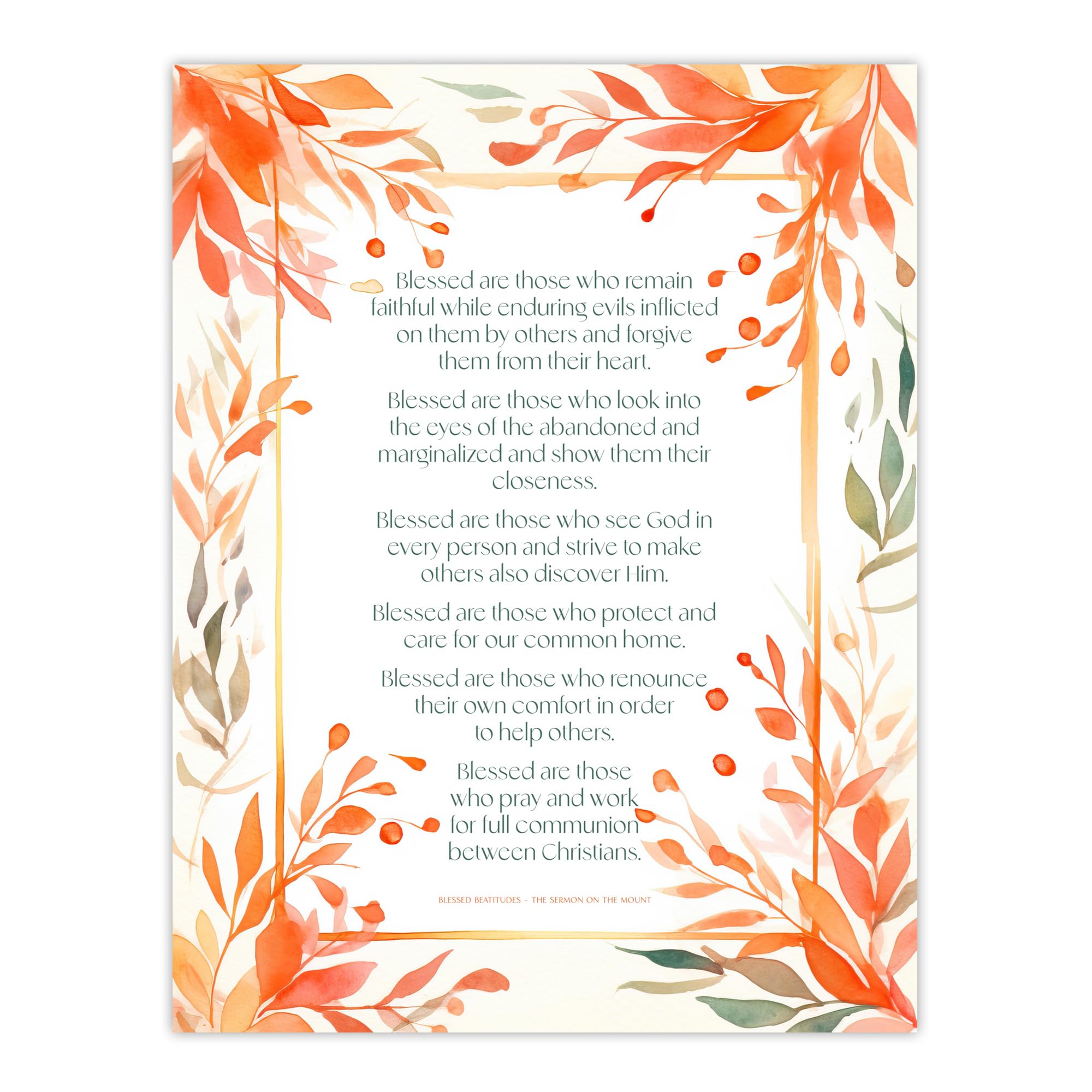 Artery8 Wall Art Print Blessed Beatitudes Pope Francis Quote Poster W12" x H16"