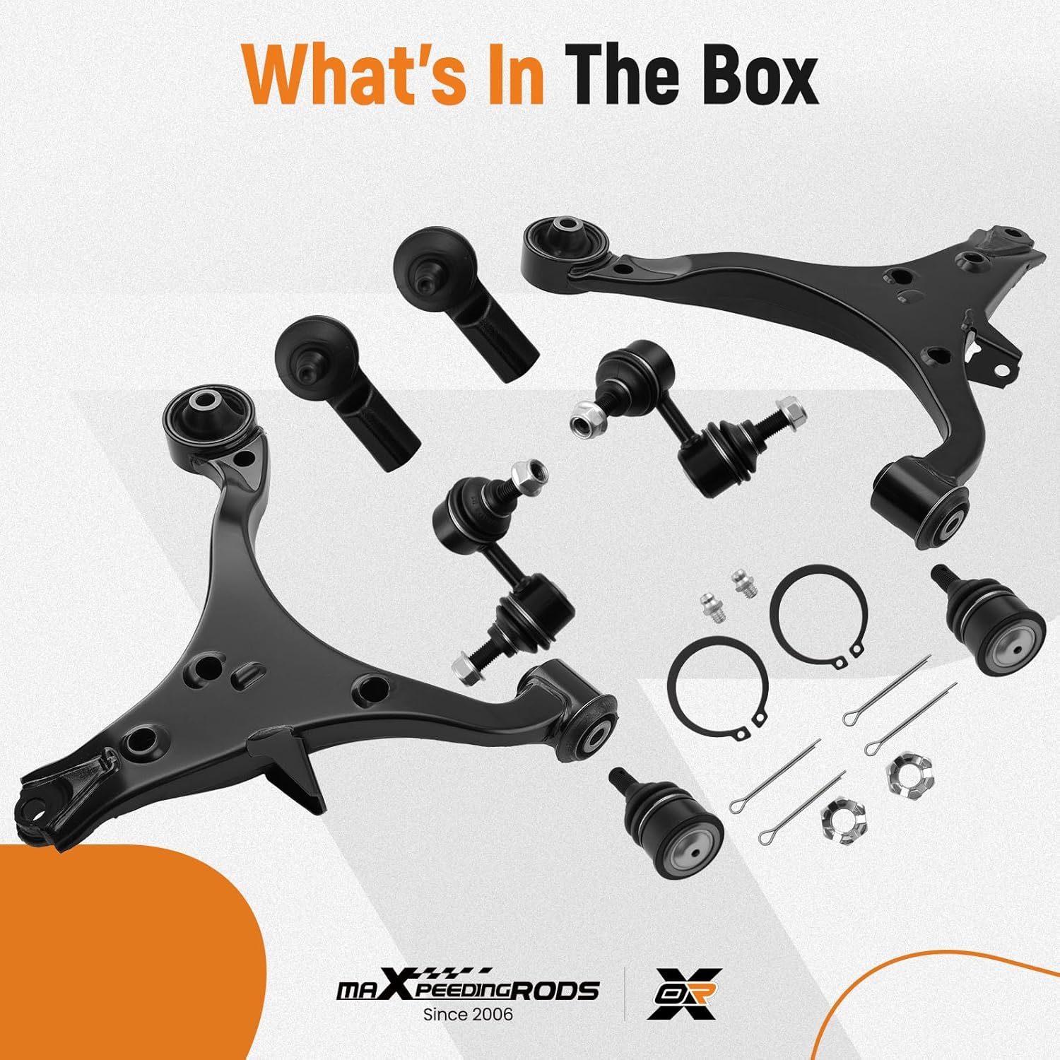 maXpeedingrods 8Pcs Front Suspension Kit for Honda Civic/Acura EL 2001-2005, Lower Control Arm with Ball Joint, Sway Bar Links, Outer Tie Rods, K640287 K640288