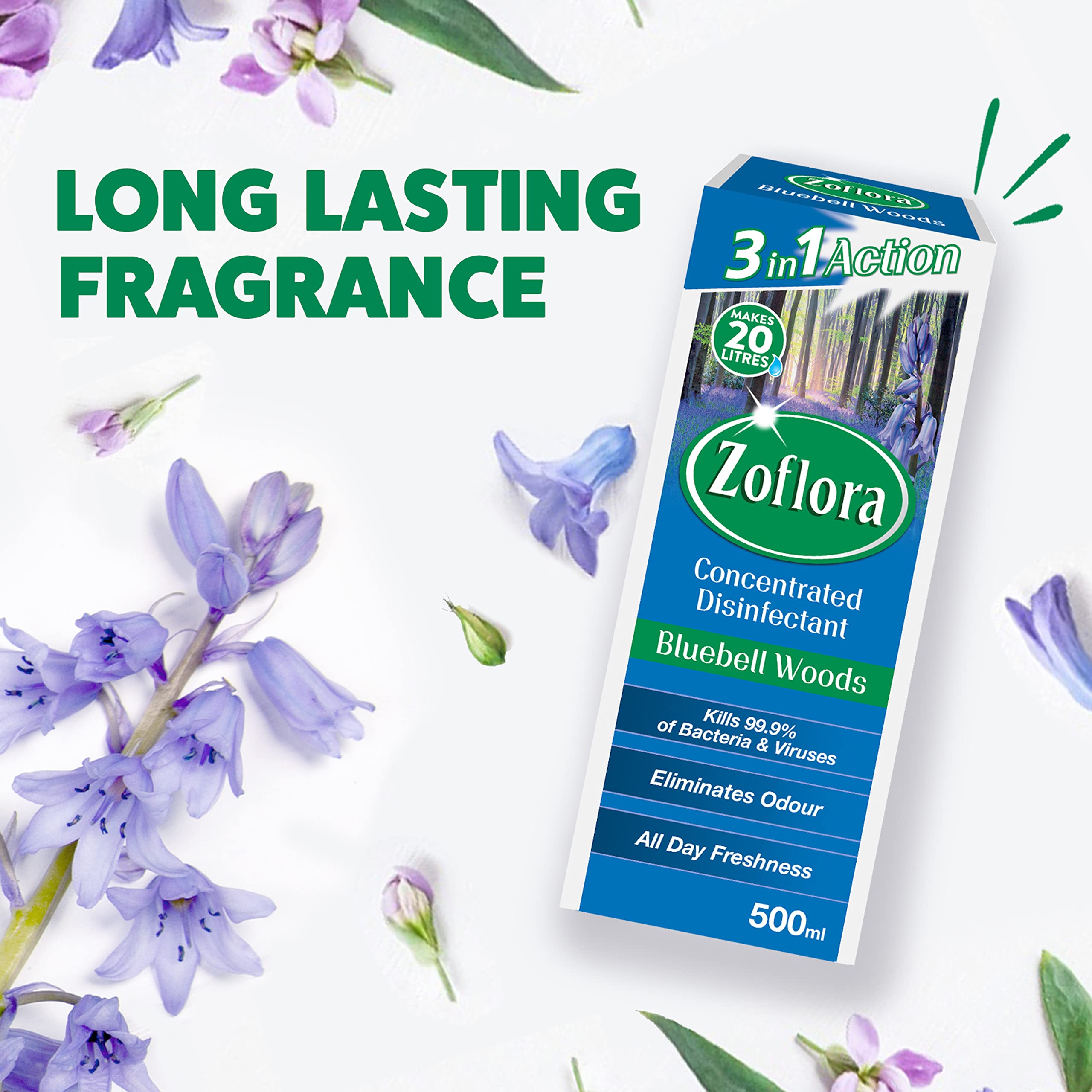 Buy Zoflora Bluebell Woods 500ml, Concentrated Disinfectant, All