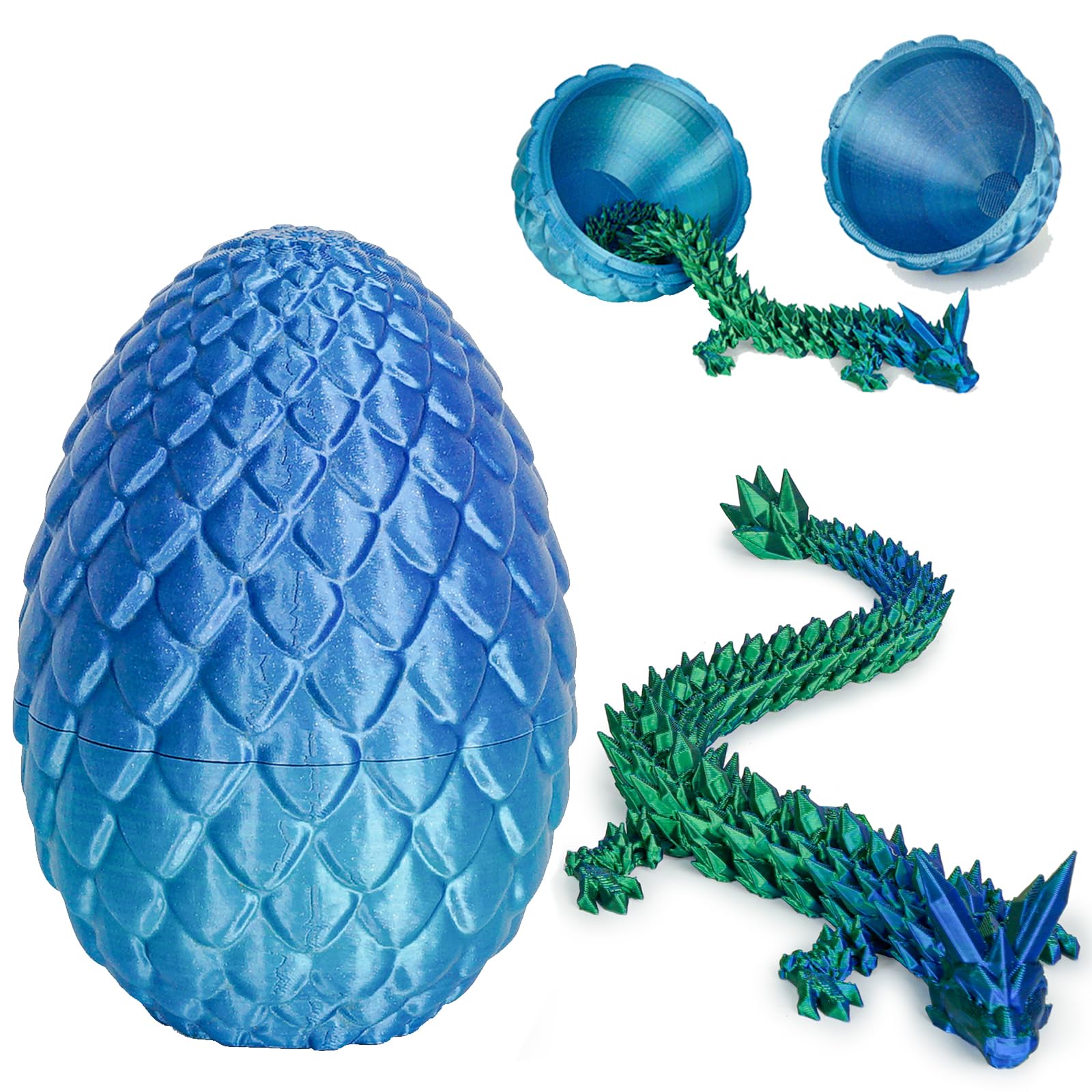 Dragon Egg, 3D Printed Dragon Eggs with Dragon Inside, New Full Articulated Dragon Crystal Dragon with Dragon Egg Room Decor Collectible Figurines