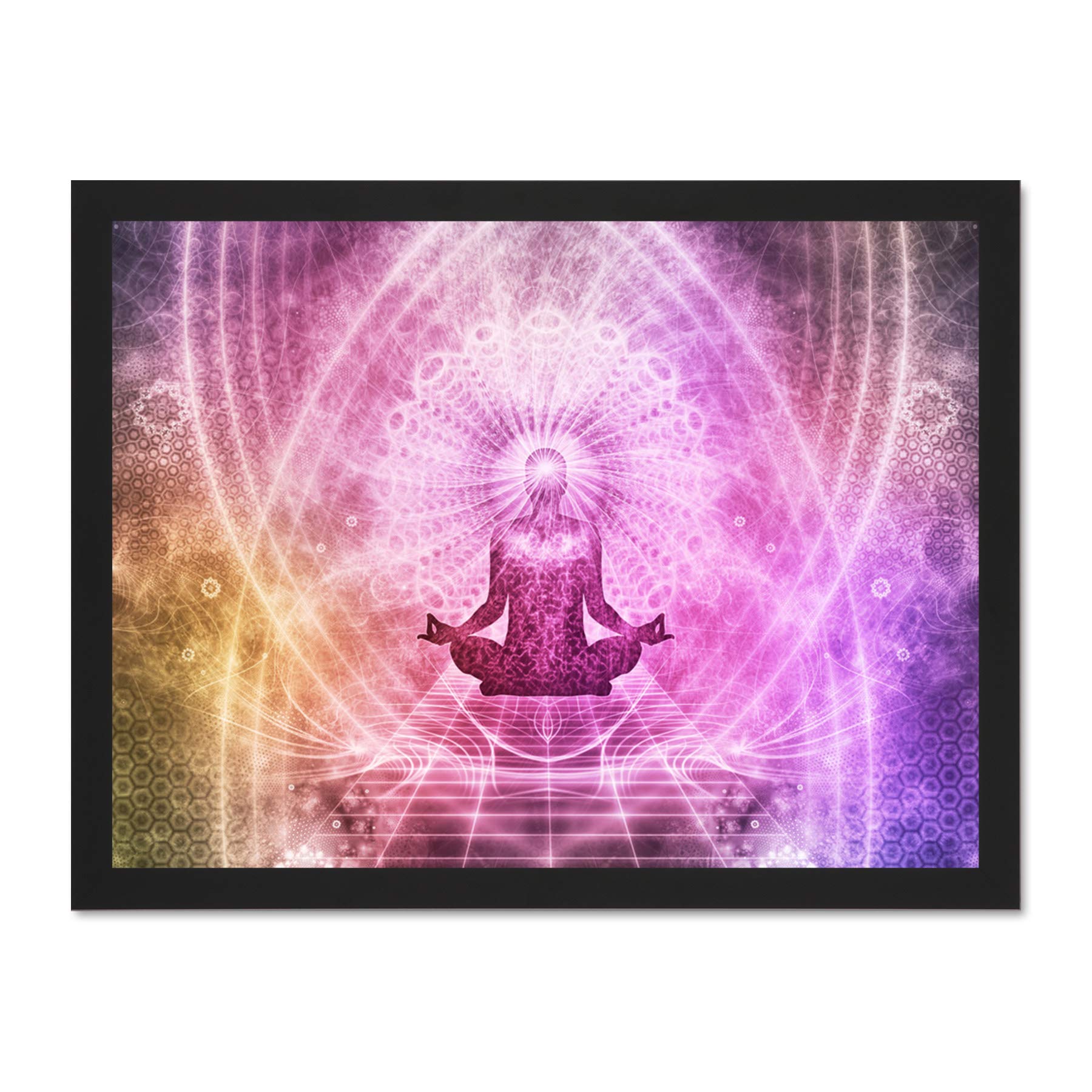 Buddhism Yoga Pose Psychedelic Large Framed Art Print Poster Wall Decor 18x24 inch