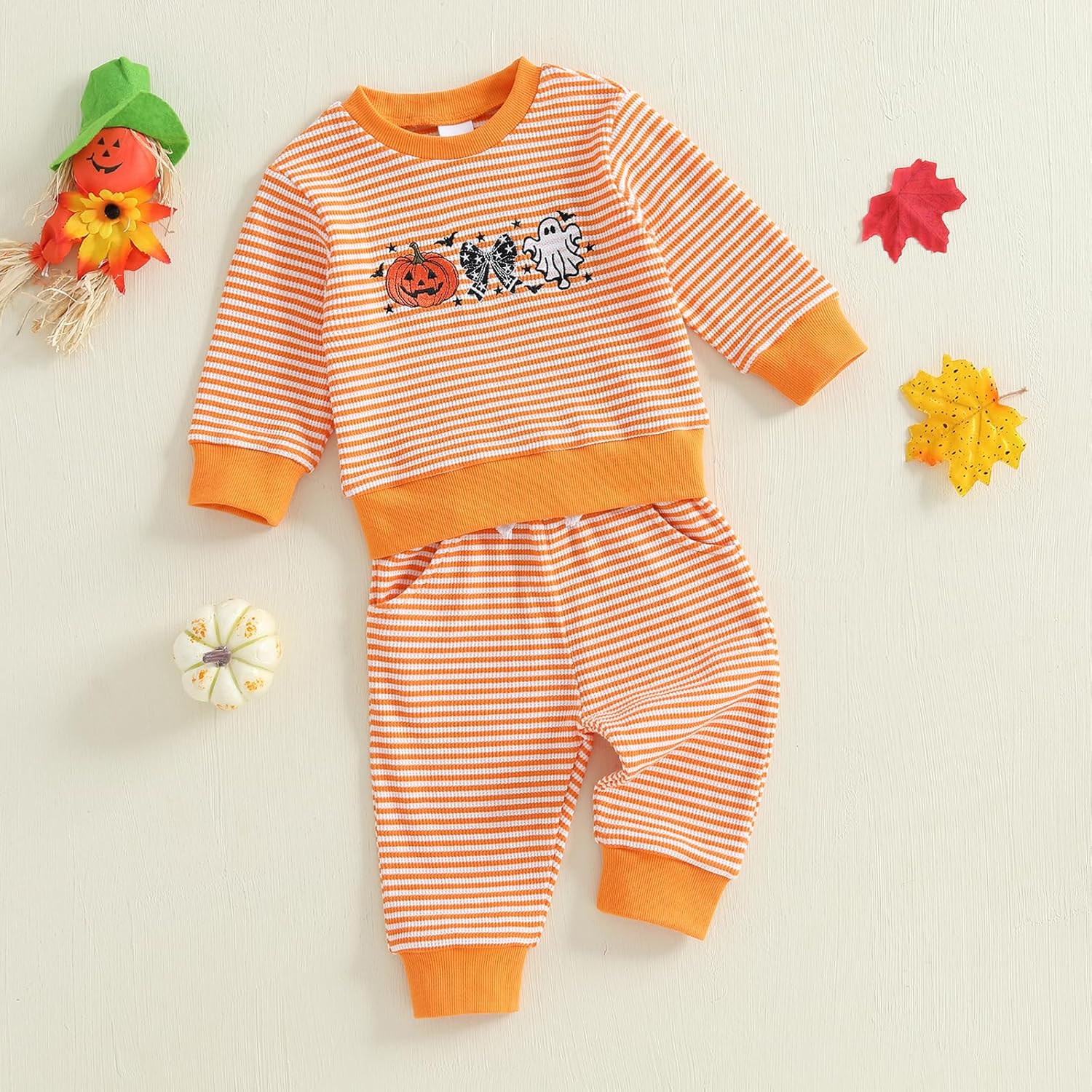 Halloween Toddler Baby Girl Outfit Cute Long Sleeve Print Sweatshirt Top Pants Fall Winter Pumpkin Clothes - Image 3