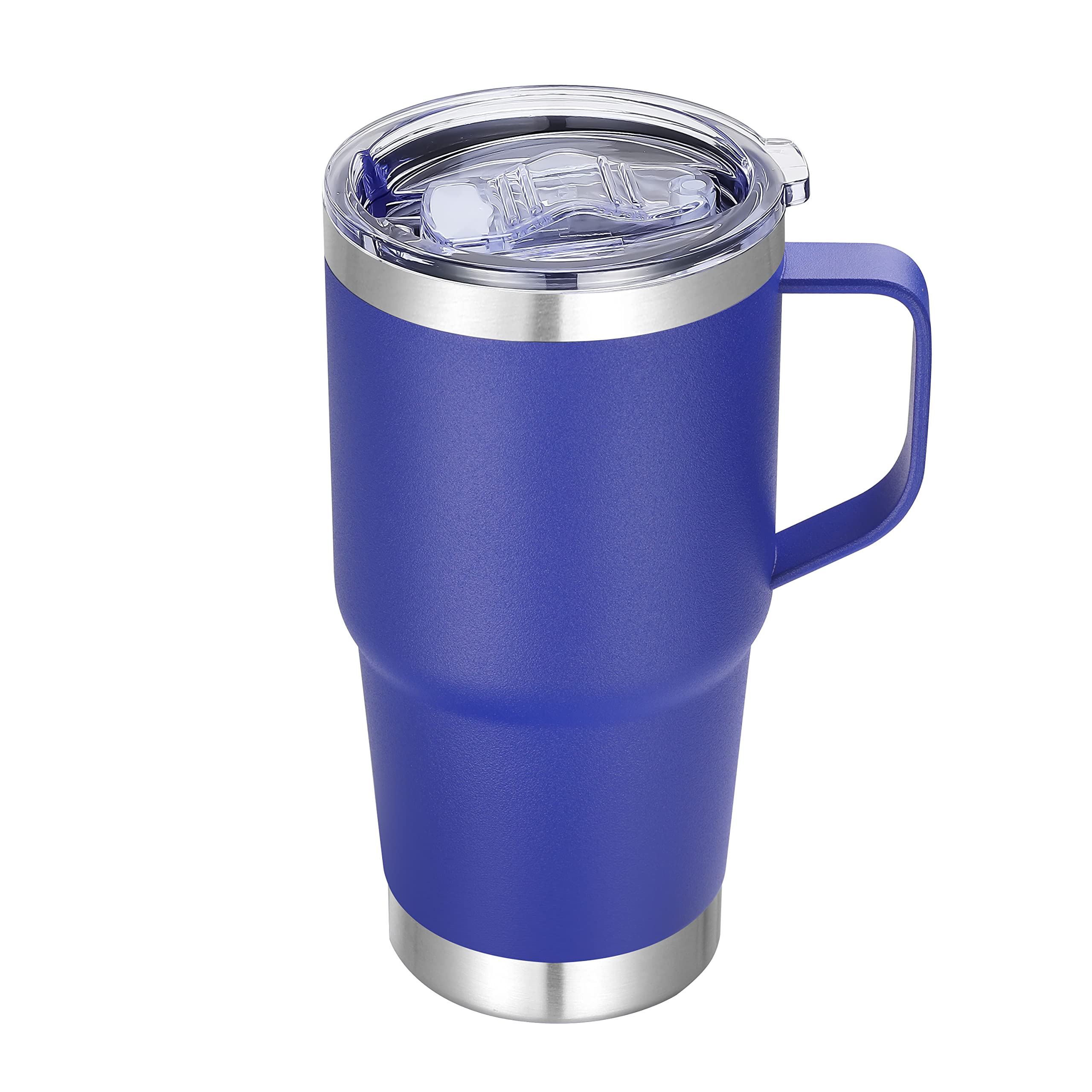 20 oz Stainless Steel Tumbler with Handle Metal Insulated Coffee Travel Mug with Handle Double Wall Tumbler Cup with Lid and Straw, Blue 1 Pack