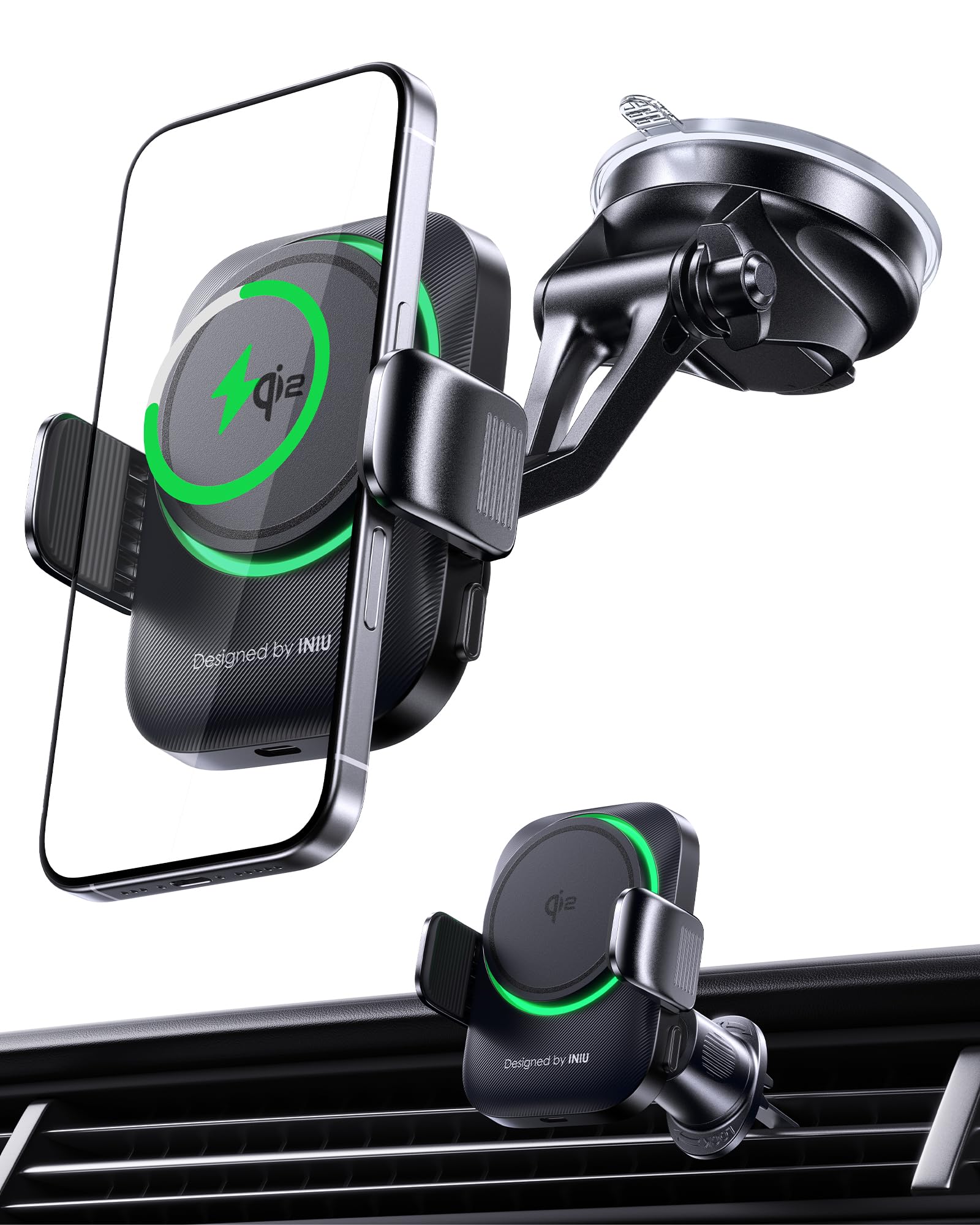 Wireless Car Charger, Qi2 Certified Car Phone Holder for Magsafe Fast Charging 15W Magnetic Dashboard Charger Car Accessories for Grille