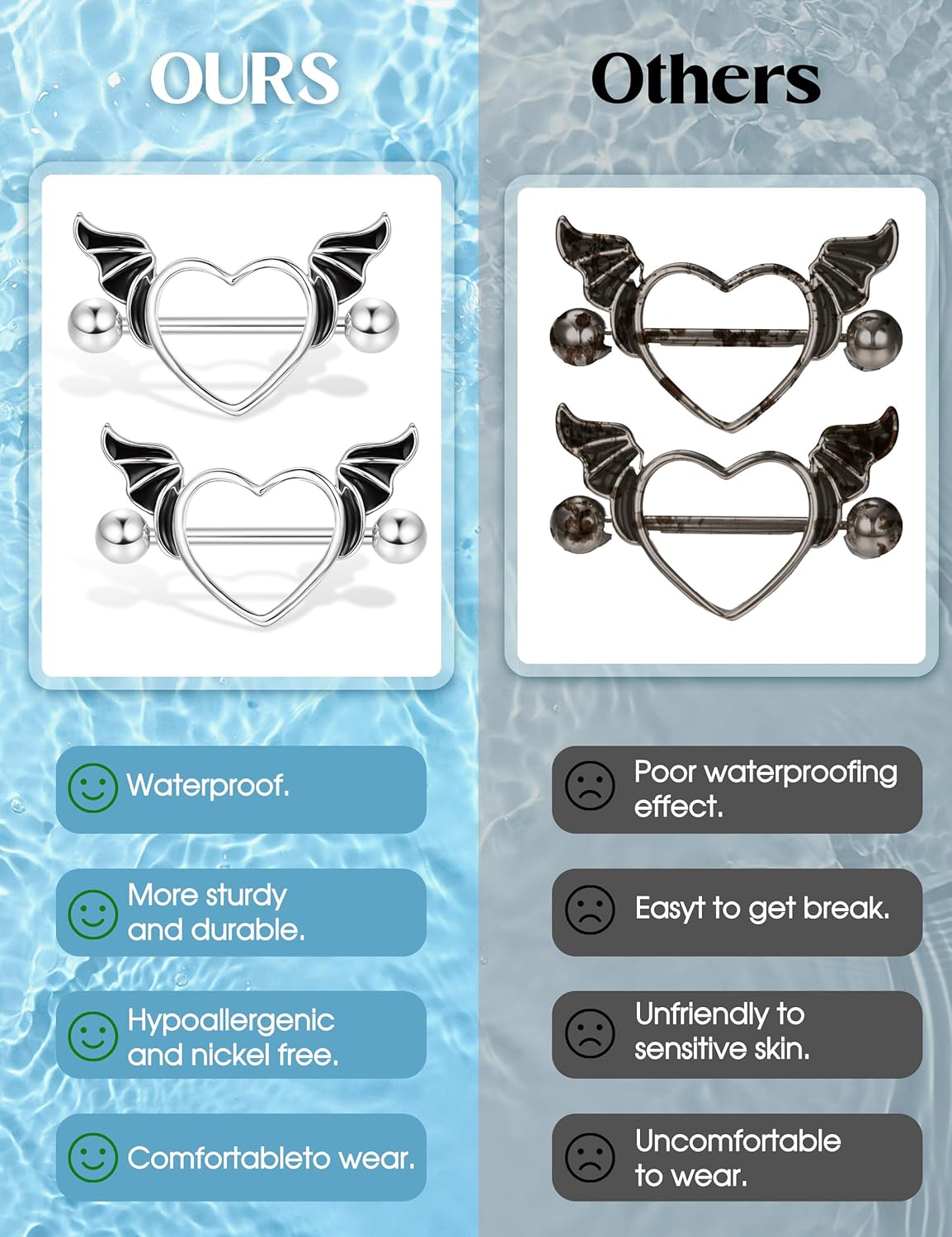 JOERICA 6 Pairs 14G Nipple Rings for Women 316L Stainless Steel Heart Butterfly Moon CZ Flower Barbell Nipple Rings Set Cute Nipplerings Piercing Jewelry - Image 7