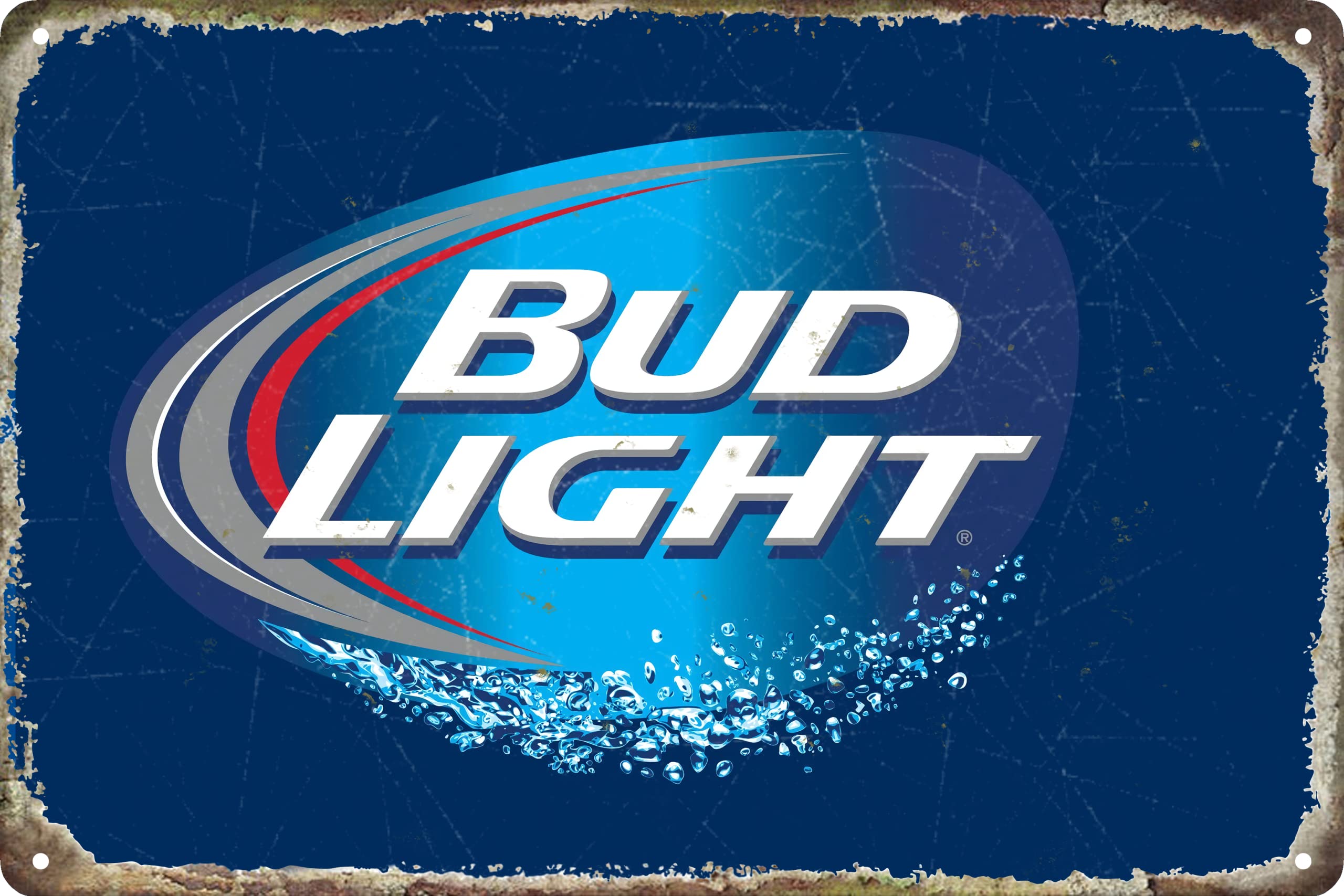 Wcguokj Water Drop Vintage Beer Tin Metal Tin Sign Buds Lights Tin Plate Sign Wall Art Decor Tin Sign 8X12 Inch (Blue)