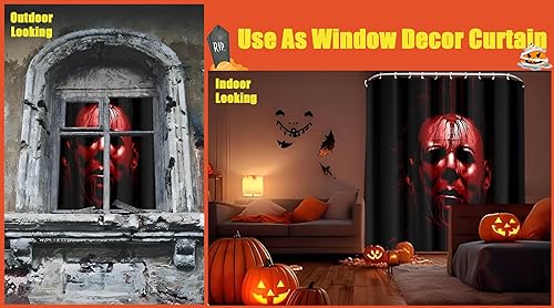 Miniatura 4 de Cortina de ducha de decoración de Halloween para Bloody Michael Myers, 72 x 72 pulgadas, incluye 10 ganchos de plástico, adhesivo de inodoro y 2
