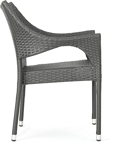 Miniatura 7 de Christopher Knight Home Cliff - Sillas de mimbre para exteriores, juego de 2 piezas, color gris