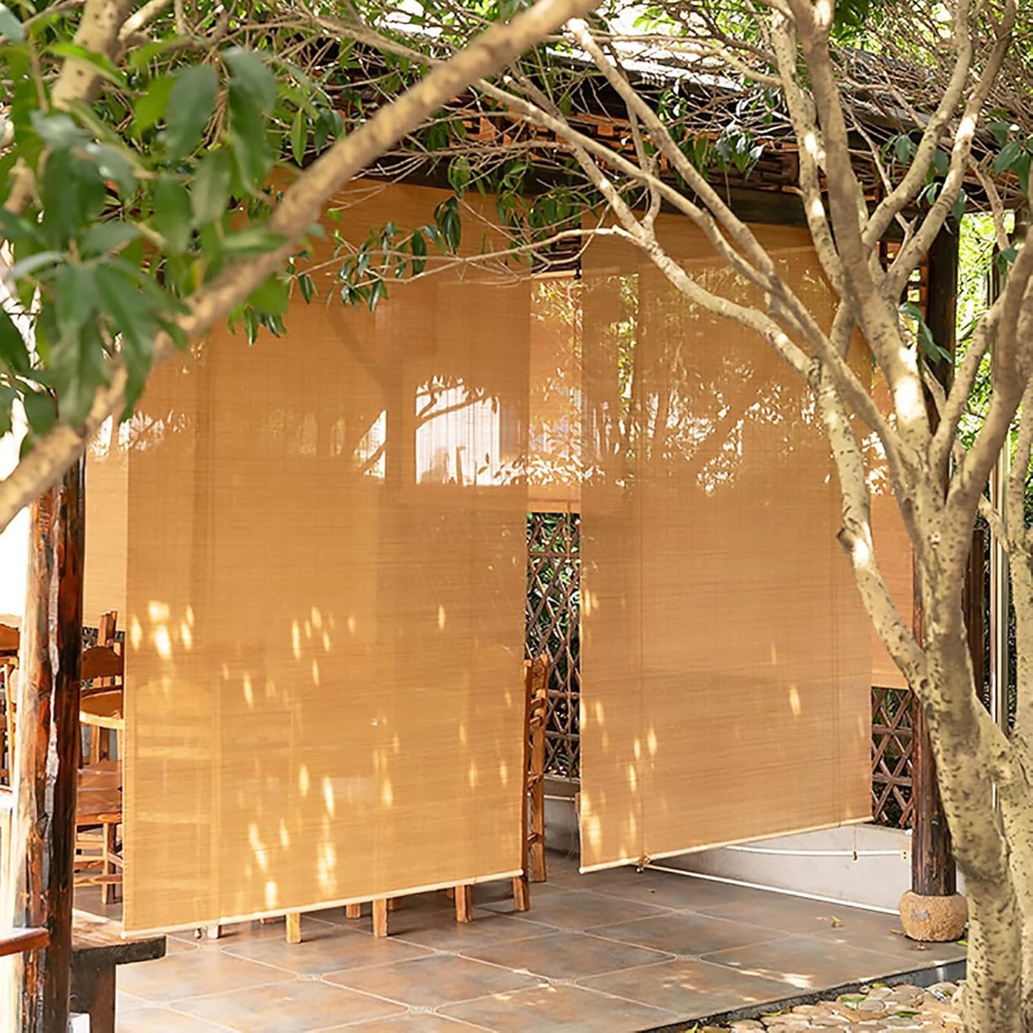Store Enrouleur Bambou, sur Mesure Store Venitien Store, Tissés À La Main Store en Bambou Exterieur, Intimité Écran, Store à Rouleau en Naturel,Store Fenetre Occultant