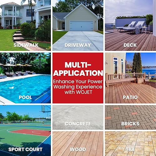 Miniatura 9 de WOJET Limpiador de superficies de hidrolavadora de 18 pulgadas con 4 ruedas y asas dobles, accesorio de limpiador de superficie de 4500 PSI para