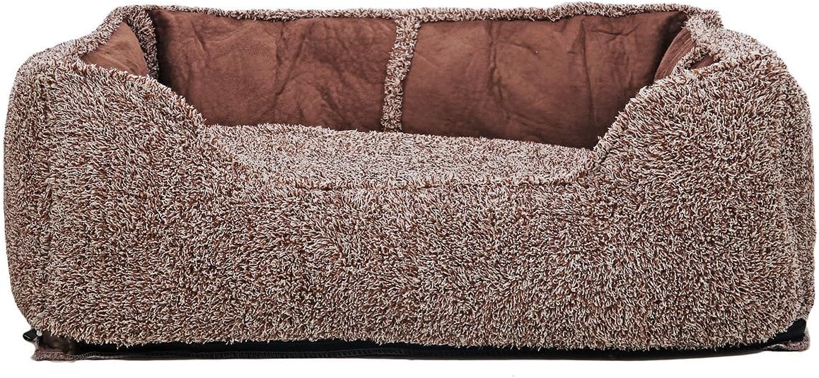 Pet Nest Removable Composite Suede Warm Kennel Breathable Moisture Absorption Golden Retriever Kennel,75X63X21,Brown