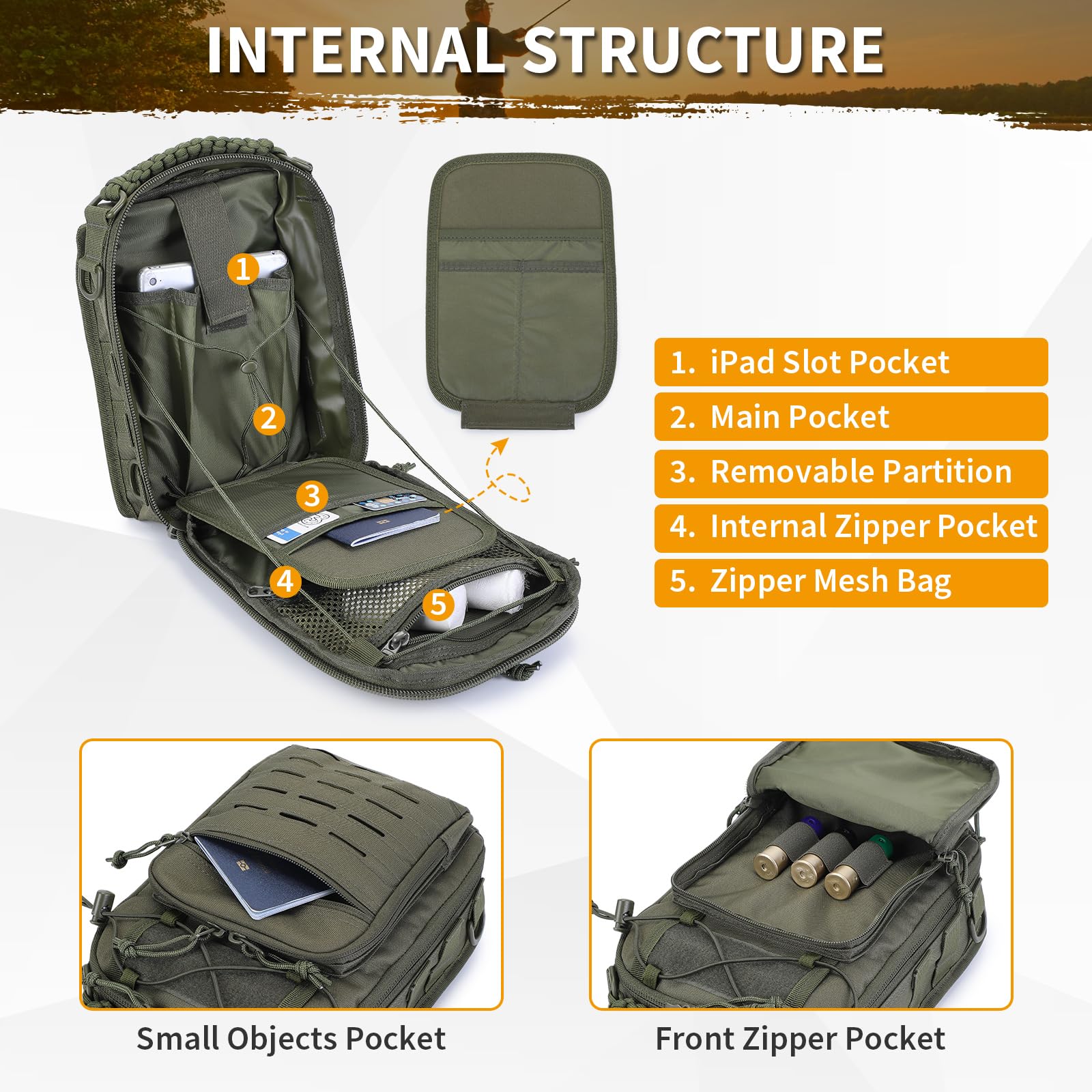 HUNTVP Taktyczna torba na klatkę piersiową, wojskowa torba na ramię, wojskowa torba na klatkę piersiową, plecak Molle, torba crossbody, torba na ramię, mini dla mężczyzn, kobiet, podróże, wędrówki, na