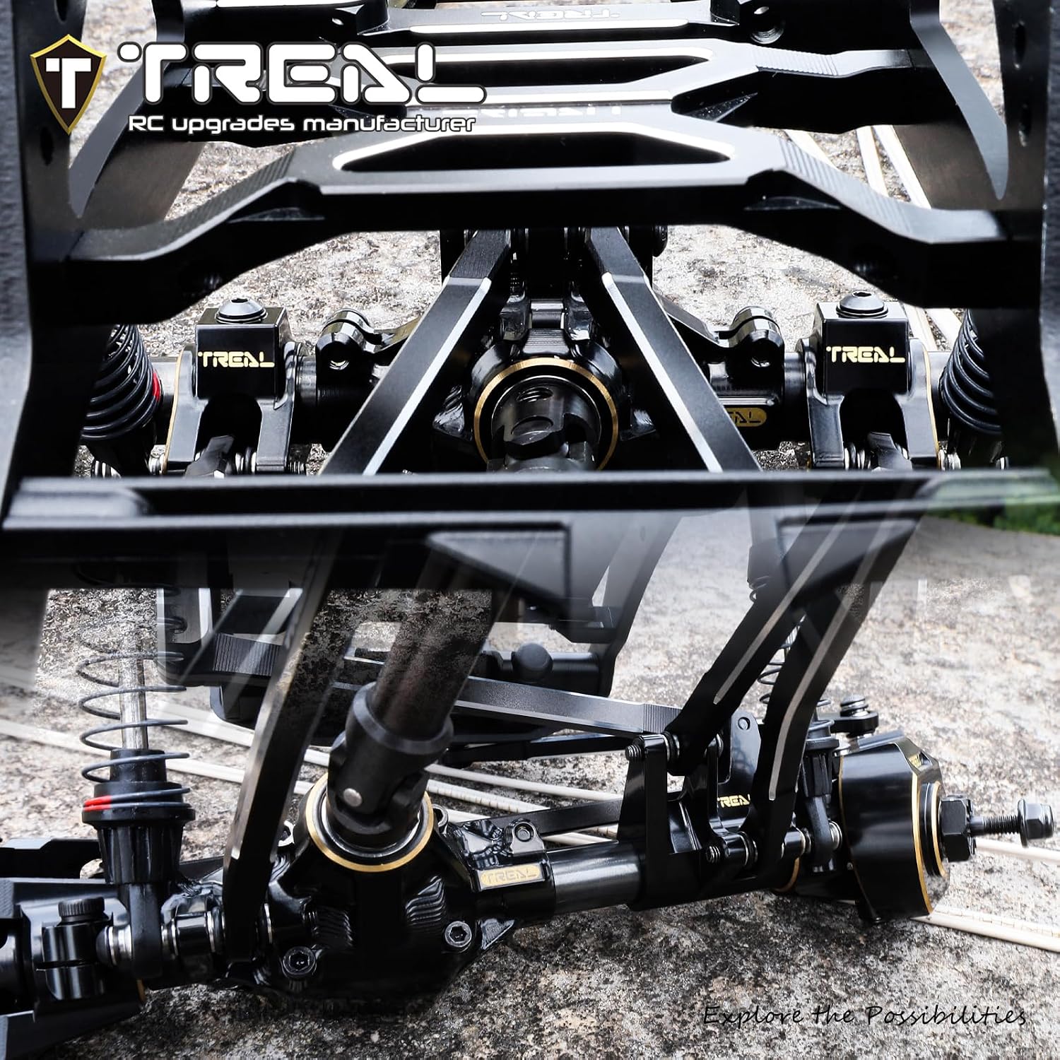 TREAL Brass Axle Tube Link Mount Set Shocks Mounts (4) Weight Upgrades for 1/10 SCX10 PRO