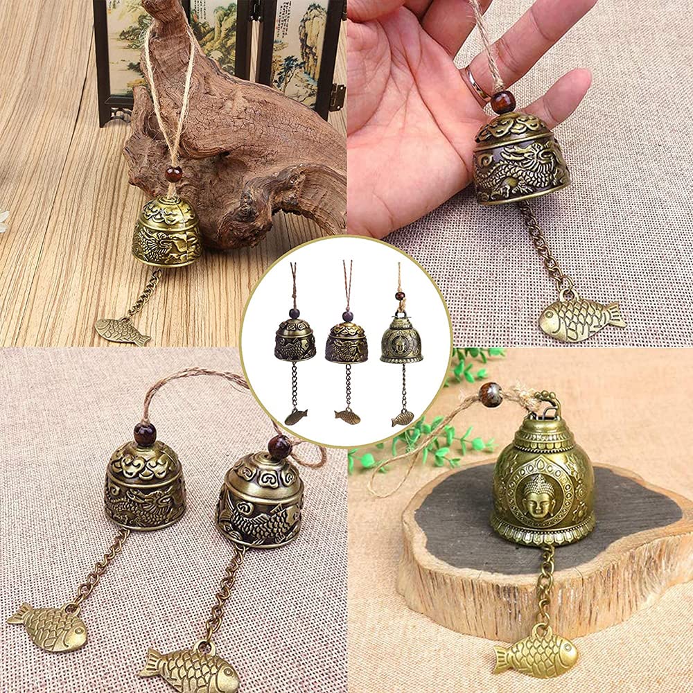 3 Pezzi Campana Appendere Vintage, Campanella a Vento, Windchime Vintage Campane, Vintage Wind Chimes Campana, Campana Feng Shui da Giardino, per Giardino di casa Hanging Good Luck Blessing