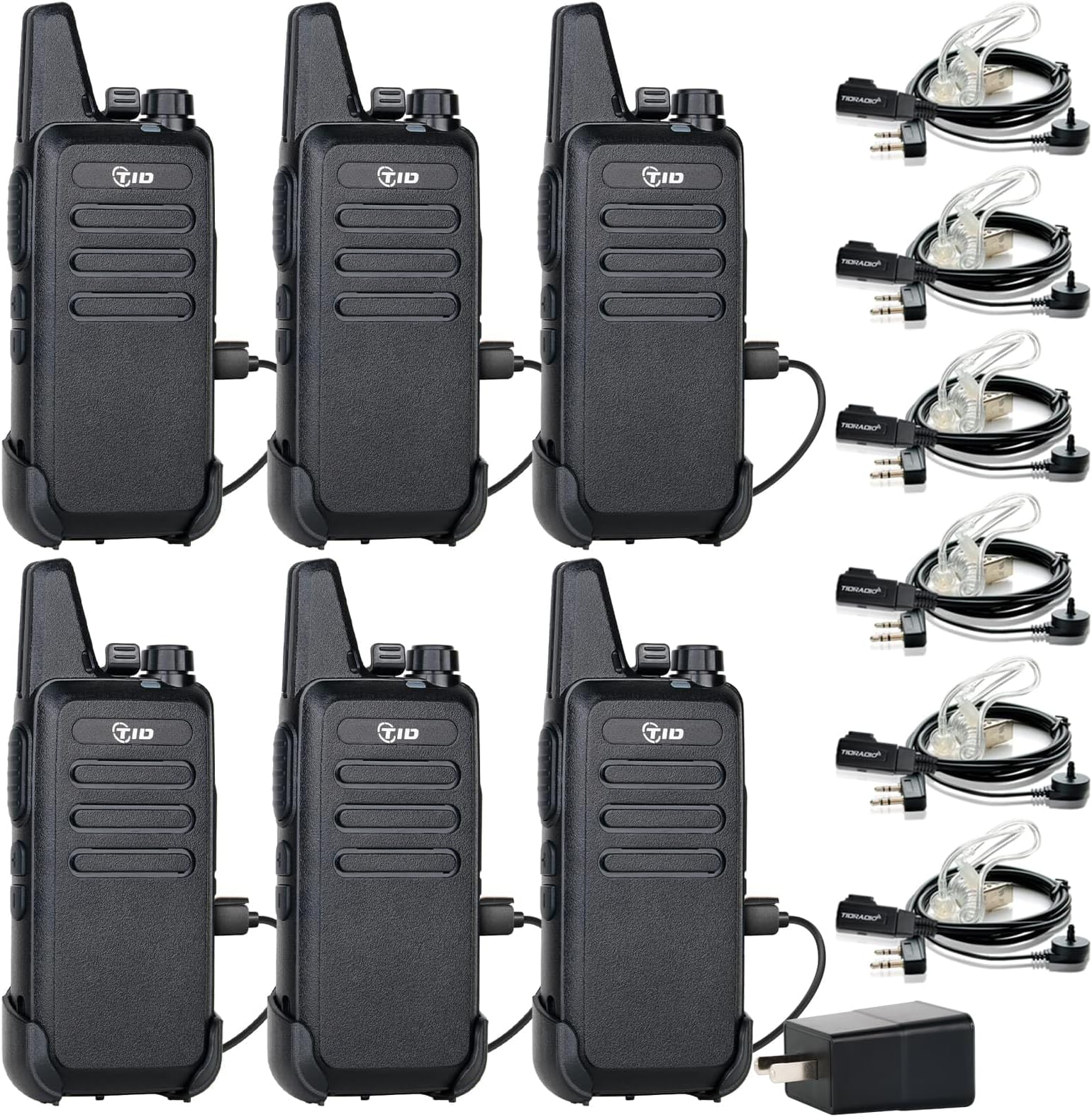 TIDRADIO Walkie Talkies for Adults Long Range Two Way Radio License-Free VOX Radios Walkie Talkies Rechargeable 2 Way Radio with Earpiece, for School Retail Church Restaurant (TD-M8s 6 Pack)