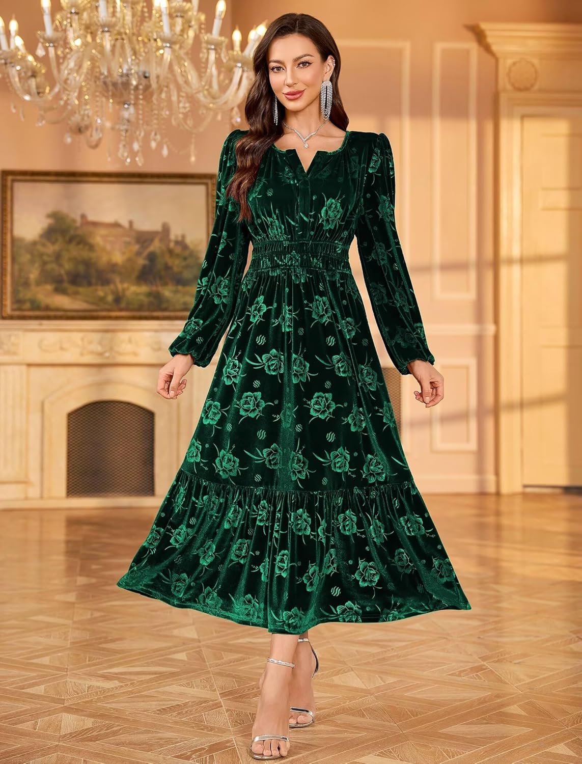 ZAFUL Womens Velvet Dresses Long Sleeve Cocktail Party Wedding Guest Dress - Image 2