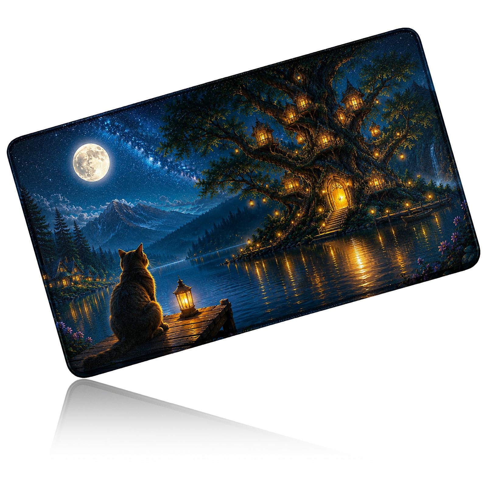 Dikoer for MTG/TCG Playmat 24" x 14" Commander Deck Mat, Tree House Cat