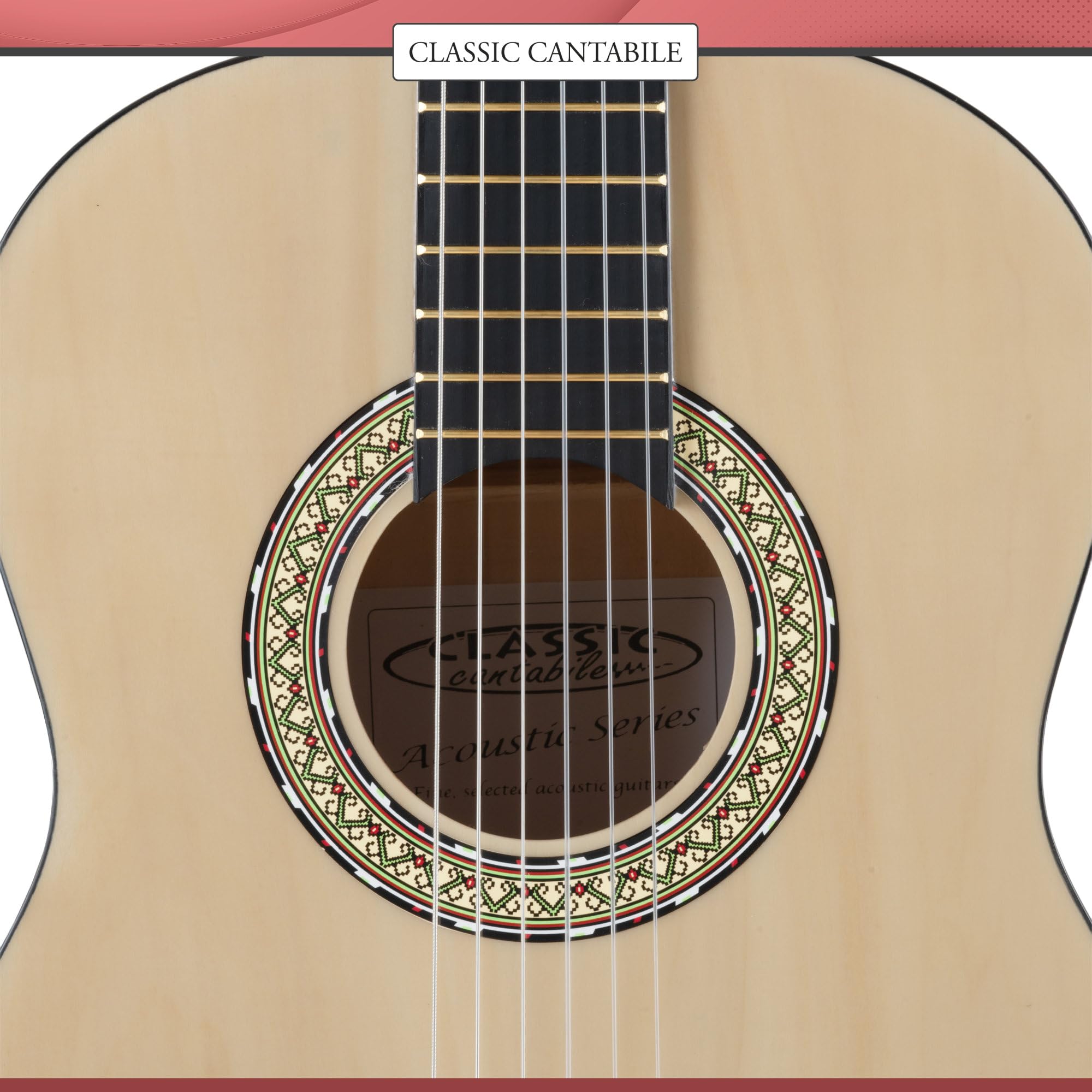 Classic Cantabile AS-851 1/2 Konzertgitarre Natur (Akustikgitarre, geeignet für Kinder im Alter von 6-8 Jahren, Bundmarkierung, Nylonsaiten)