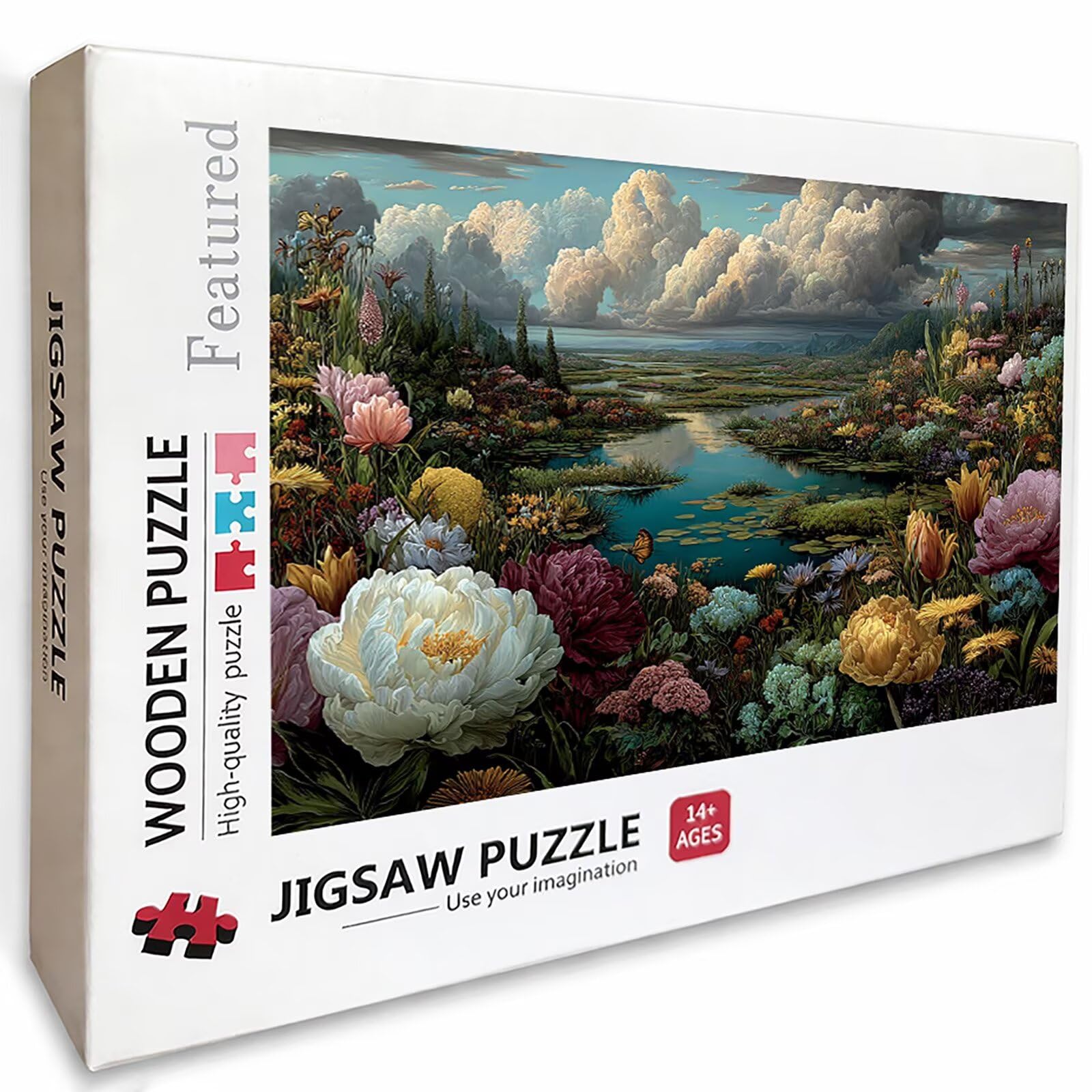 Drewniane puzzle z motywem kwiatów, 141 x 87 cm, cloud Jigsaw, 4000 elementów dla dorosłych, z pudełkiem, wymagająca gra logiczna, kolorowa gra w układanie, odpowiednie dla większości grup, prezenty