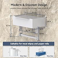 Vista 2 de Toilet Paper Holder with Shelf, Wipes Holder for Bathroom Wipe Storage, Self-Adhesive or Drilling, Stainless Steel, Wall Mount Toilet Paper and