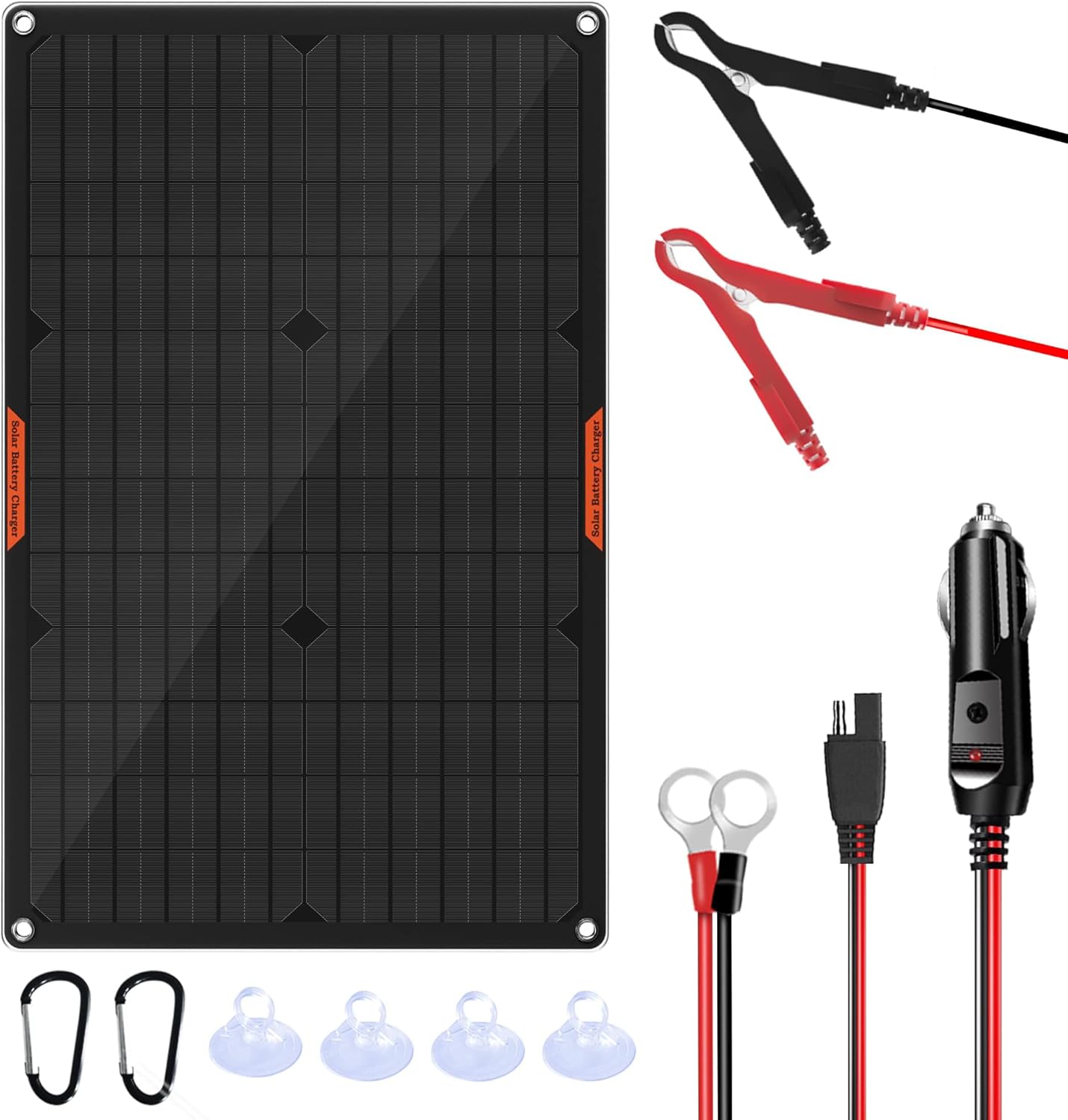 OYMSAE 30 Watt 12 Volt Solar Panel Solar Trickle Charger 30W 12V Portable Solar Battery Charger & maintainer with Cigarette Lighter Plug & Alligator Clip