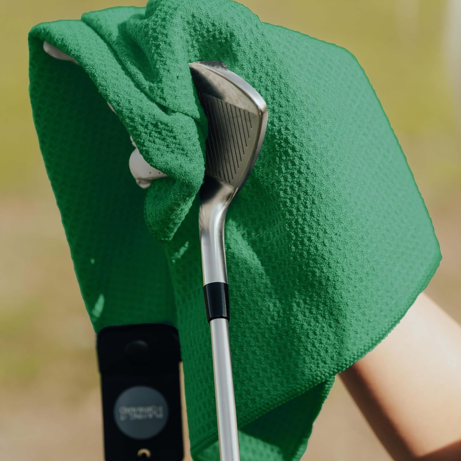 Magnetic Golf Towels for Golf Bags with Clip & Ultra Strong Magnet - Waffle Weave Microfiber Towel for Secure Hold on Bags & Carts - Ideal Club Cleaner & Accessories - Green - Image 8