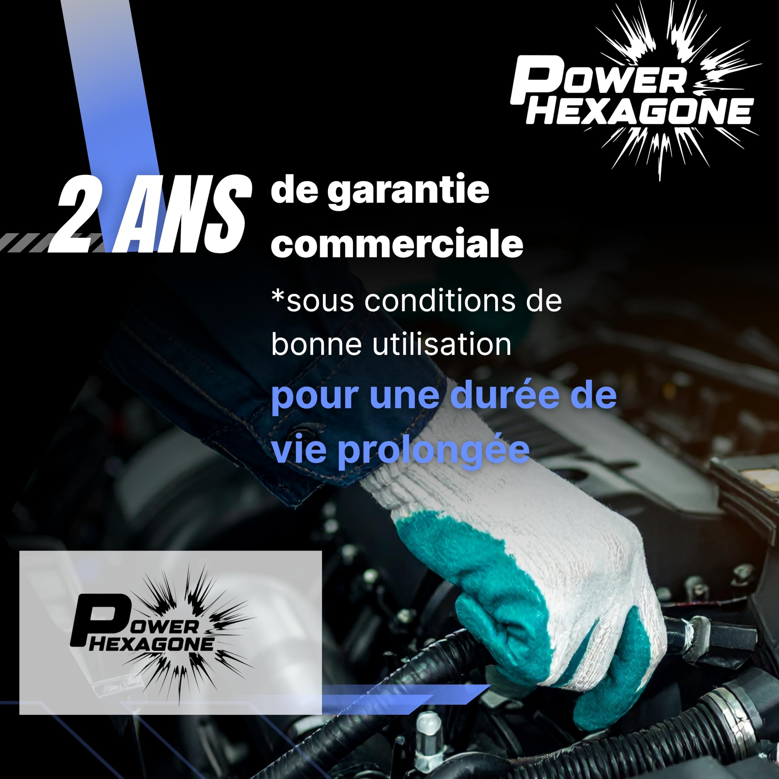Batterie Voiture 12V 50Ah L1 - Démarrage 400A - Qualité Origine constructeur - Batterie Auto Sans Entretien prête à l’emploi - Remplacement équivalent - Livraison rapide Power Hexagone
