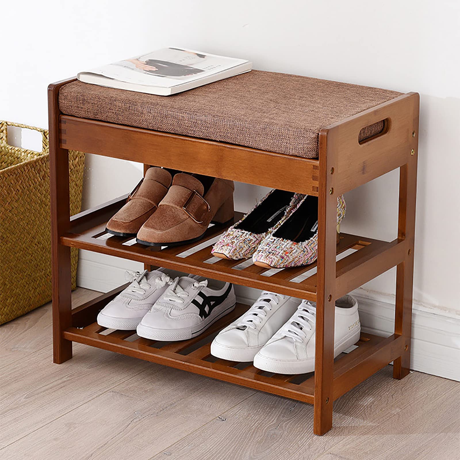 Banc de rangement pour chaussures de qualité supérieure avec assise rembourrée confortable