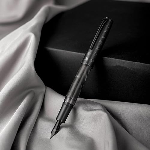 Miniatura 8 de Hongdian N7 - Pluma estilográfica de pistón de resina de conejo gris, pluma clásica de punta fina de iridio de hoja larga, bolígrafo de escritura