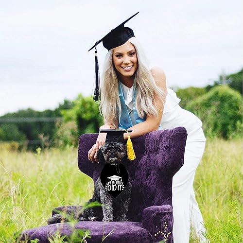 Miniatura 2 de Bandana de graduación para perro y gorra con borla negra 2025, disfraz para regalo de graduación (talla única, My Mommy Did It)