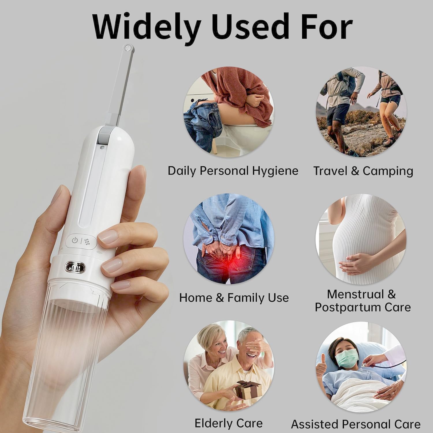 Portable Bidet for Travel, Personal Hygiene Sprayer Bottle for Women & Men, Mobile Bidets Portatil for Toilet,Rechargeable Electric Handheld High-Pressure Foldable USB-C Battery-Powered (White)