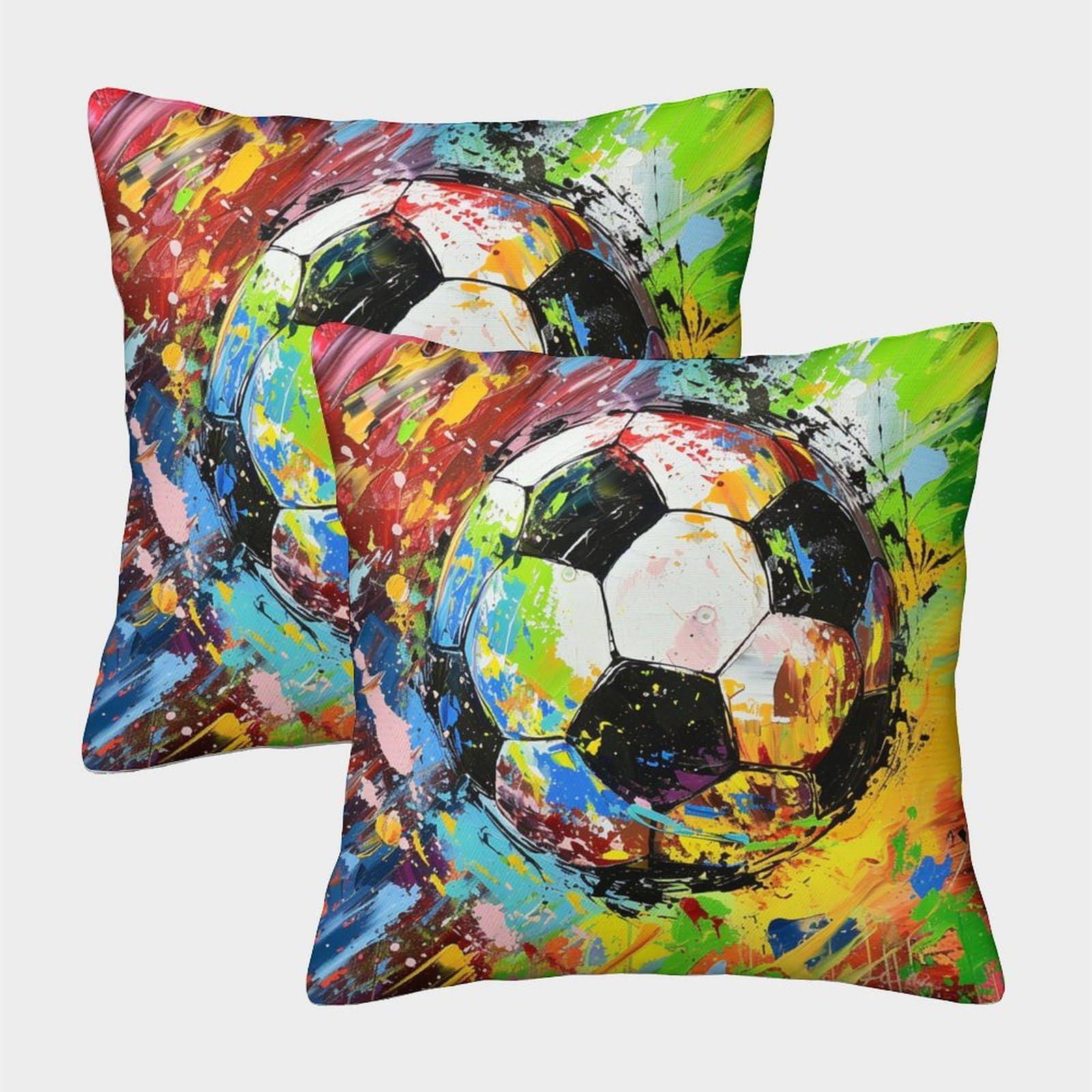 FELASBUID Football Pillow Cases Set of 2 Cozy Pillowcase Interesting Cushion Covers Zippered Decorative for Couch Livingroom 40x40cm