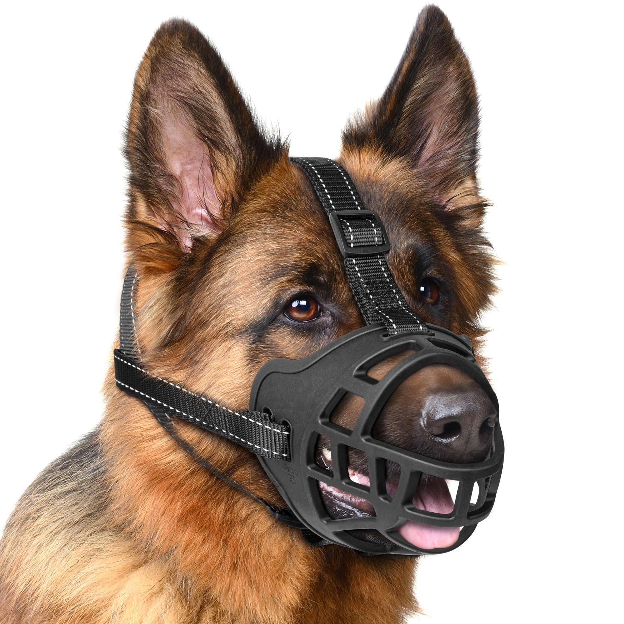 EcoEarth, Dog Muzzle, for Large Sized Dogs, Black, Soft Basket Muzzle with Adjustable Strap