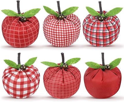 Wonderjune 12 Pcs Artificial Apple Decor Fake Fabric Cloth Apple Bowl Filler for Fall Country Farmhouse Decor Home Office Ornaments