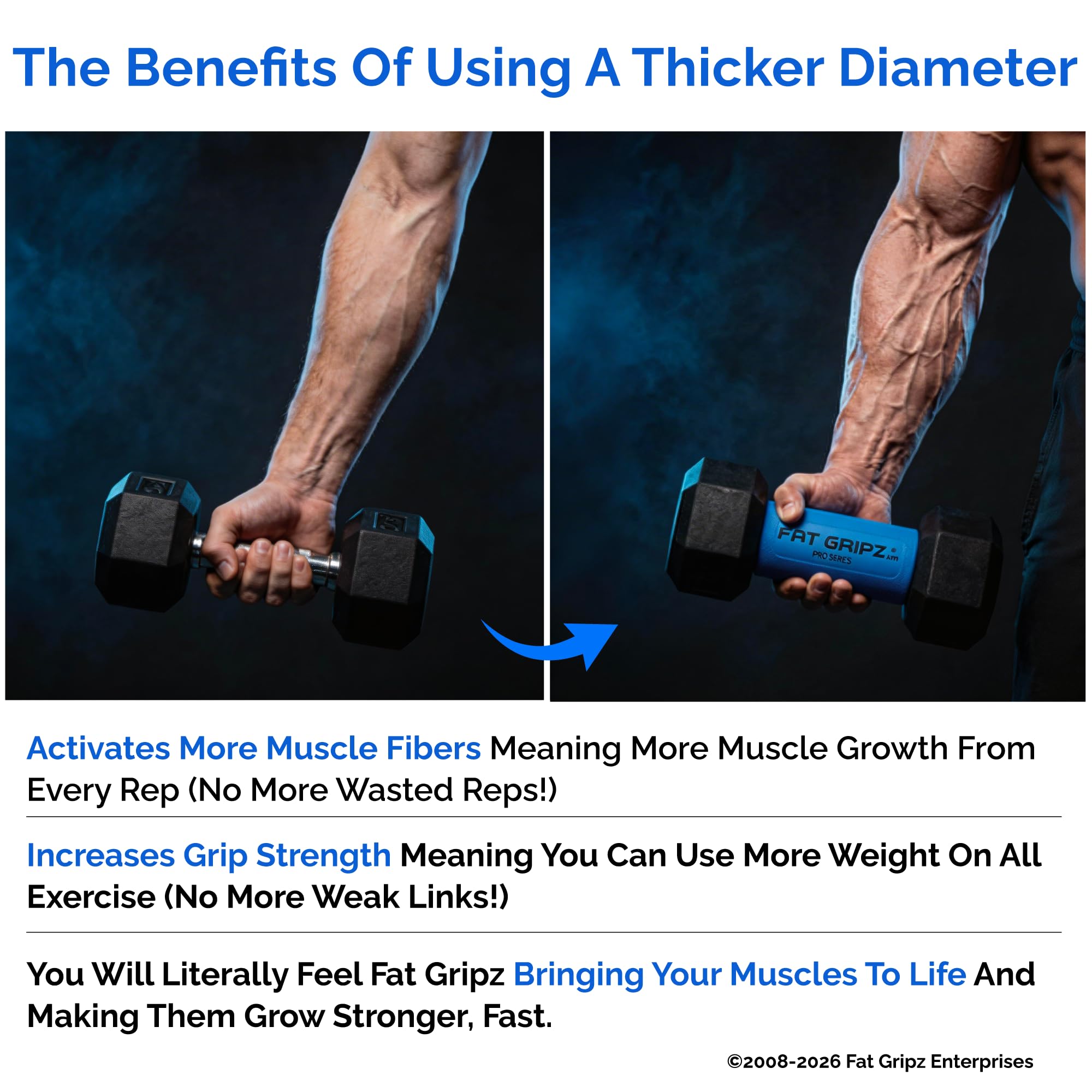 Fat Gripz - Dicke Griffe – erhöhte Muskelfaseraktivierung – größere Arme (4 x Men's Health Award Winner)