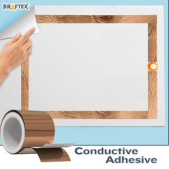 Kraftex Copper Tape [2 Inch x 33ft]. Conductive Adhesive use as Copper Tape for Slugs, Copper Shielding Tape for Guitars, Faraday Tape or Copper Flashing roll.