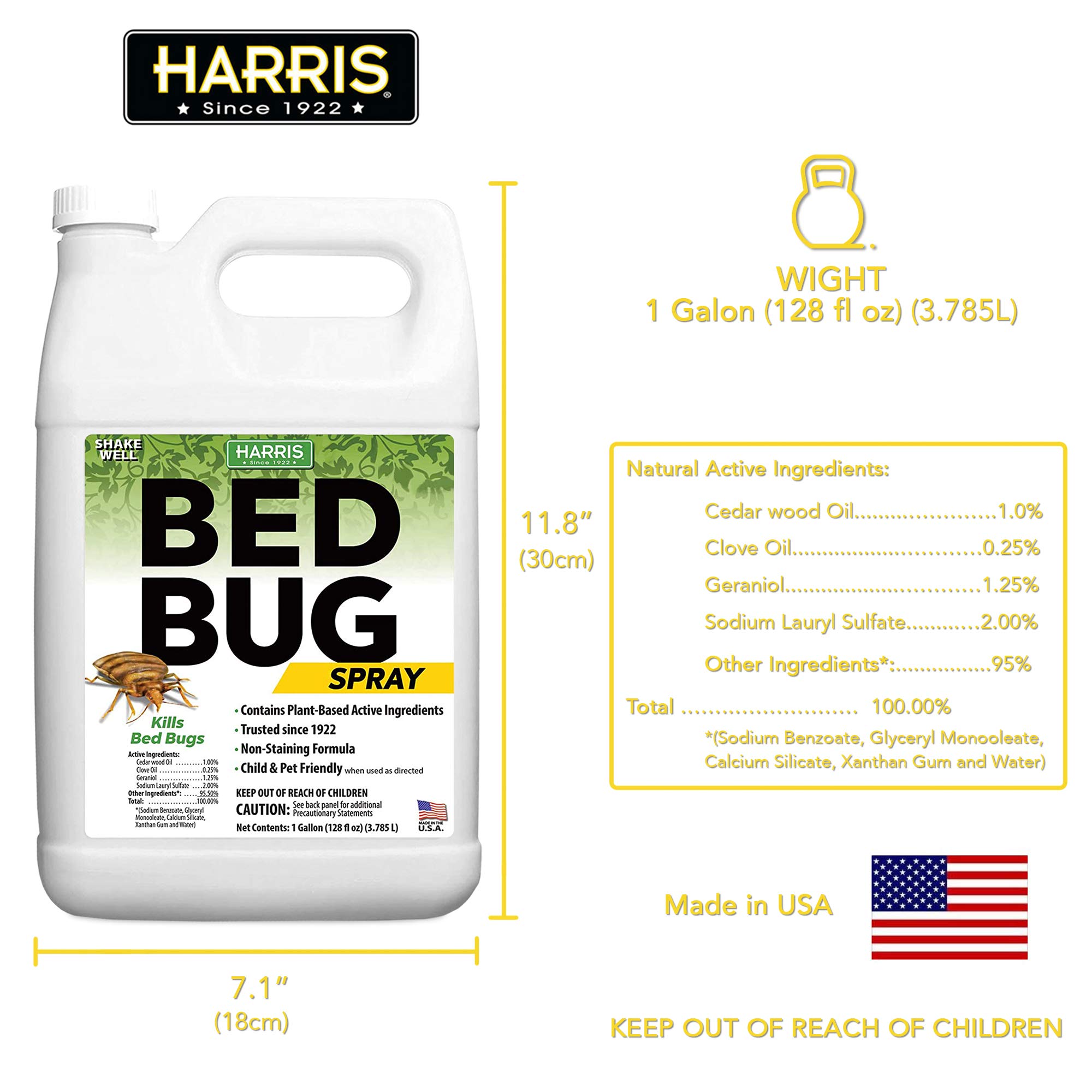 HARRIS Plant Based Bed Bug Killer, Fast Acting Spray with Extended