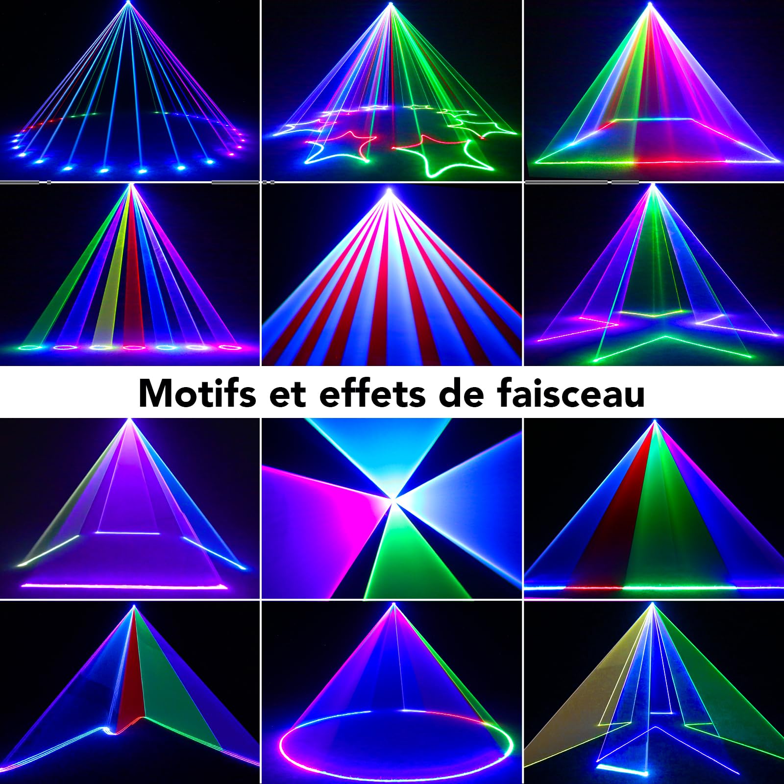 KeoBin Jeu de Lumière 3D RGB DJ DMX512 & Télécommande et Stockage de Motifs