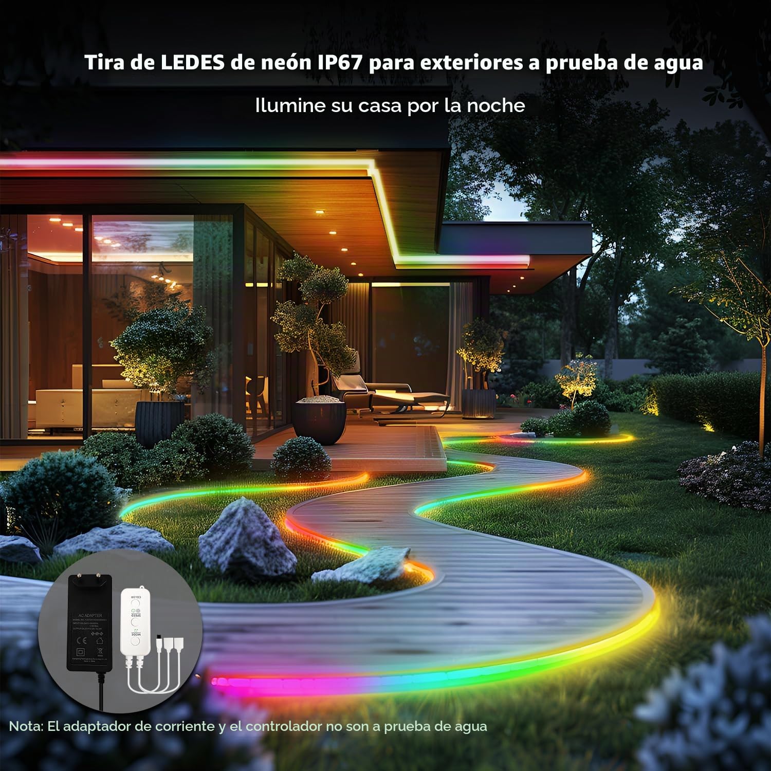 Tira LED Neón RGB+IC 16M, Luz LED Neón Silicona 96 LED/Metro, Impermeable IP65, Control APP, Neón LED RGB con Cargador y Control remoto para Habitación, Sala de juegos, Exterior, Fiesta