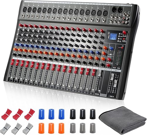 Mezclador de audio de 16 canales, consola con Bluetooth USB, mezclador DJ para grabación de PC, controlador de sonido, interfaz de audio con