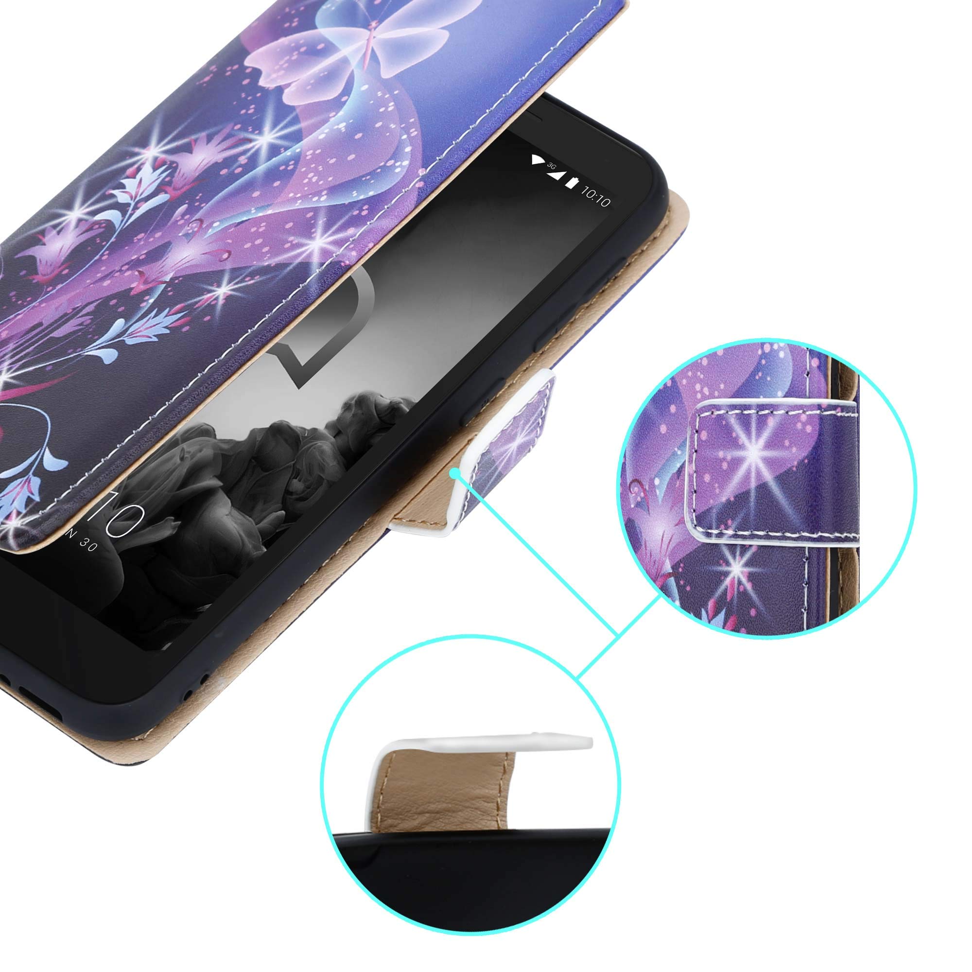 Custodia Portafoglio In Pelle Per Alcatel 1 5033X - Con Protezione