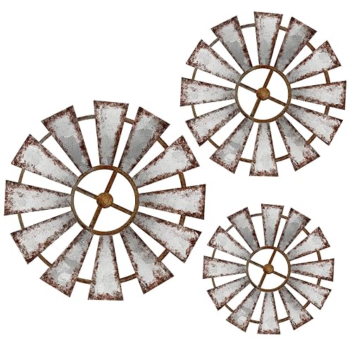 Yookeer 3 Pcs Wood Windmill Wall Decor